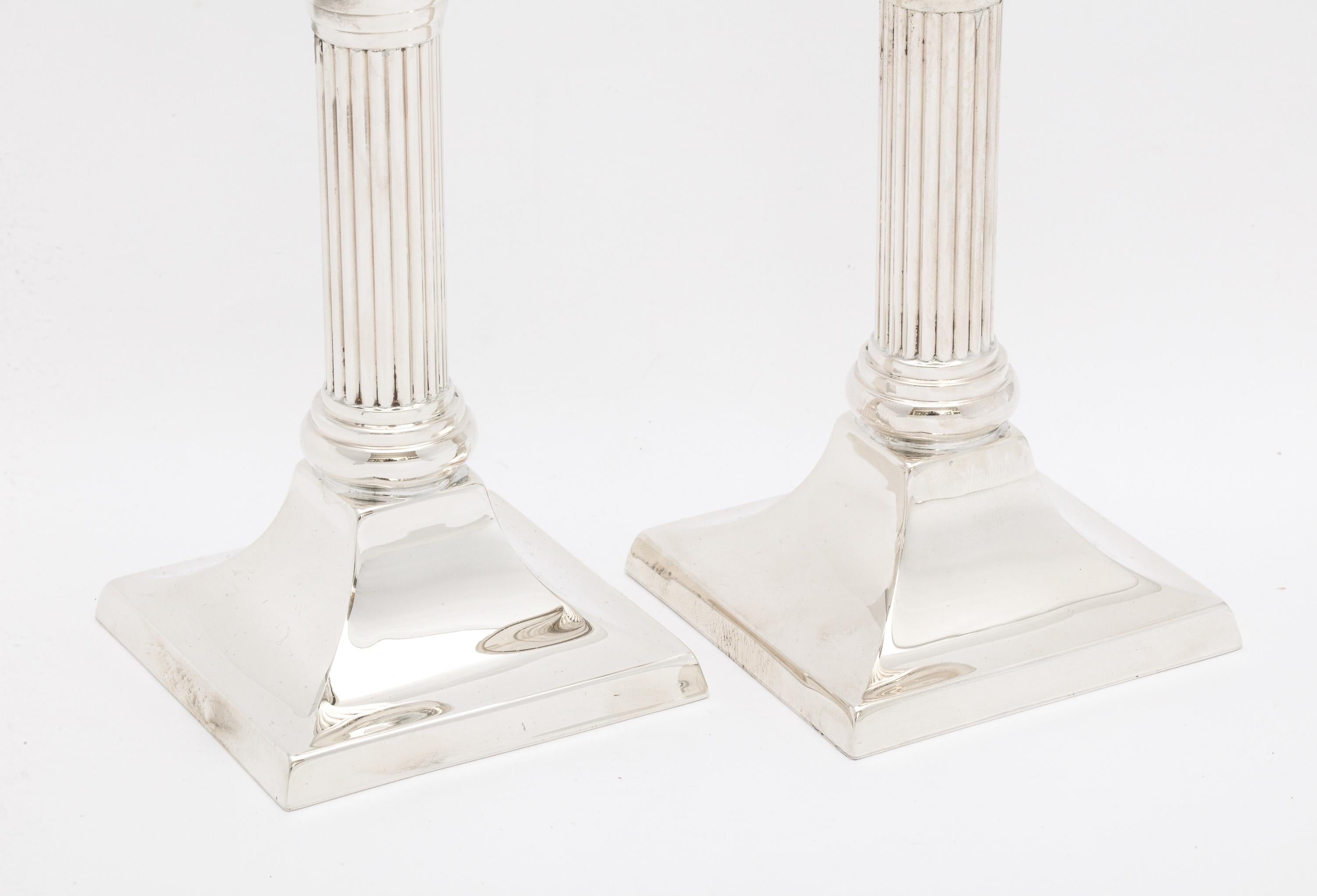 Pair of Neoclassical-Style Sterling Silver Column-Form Candlesticks 6