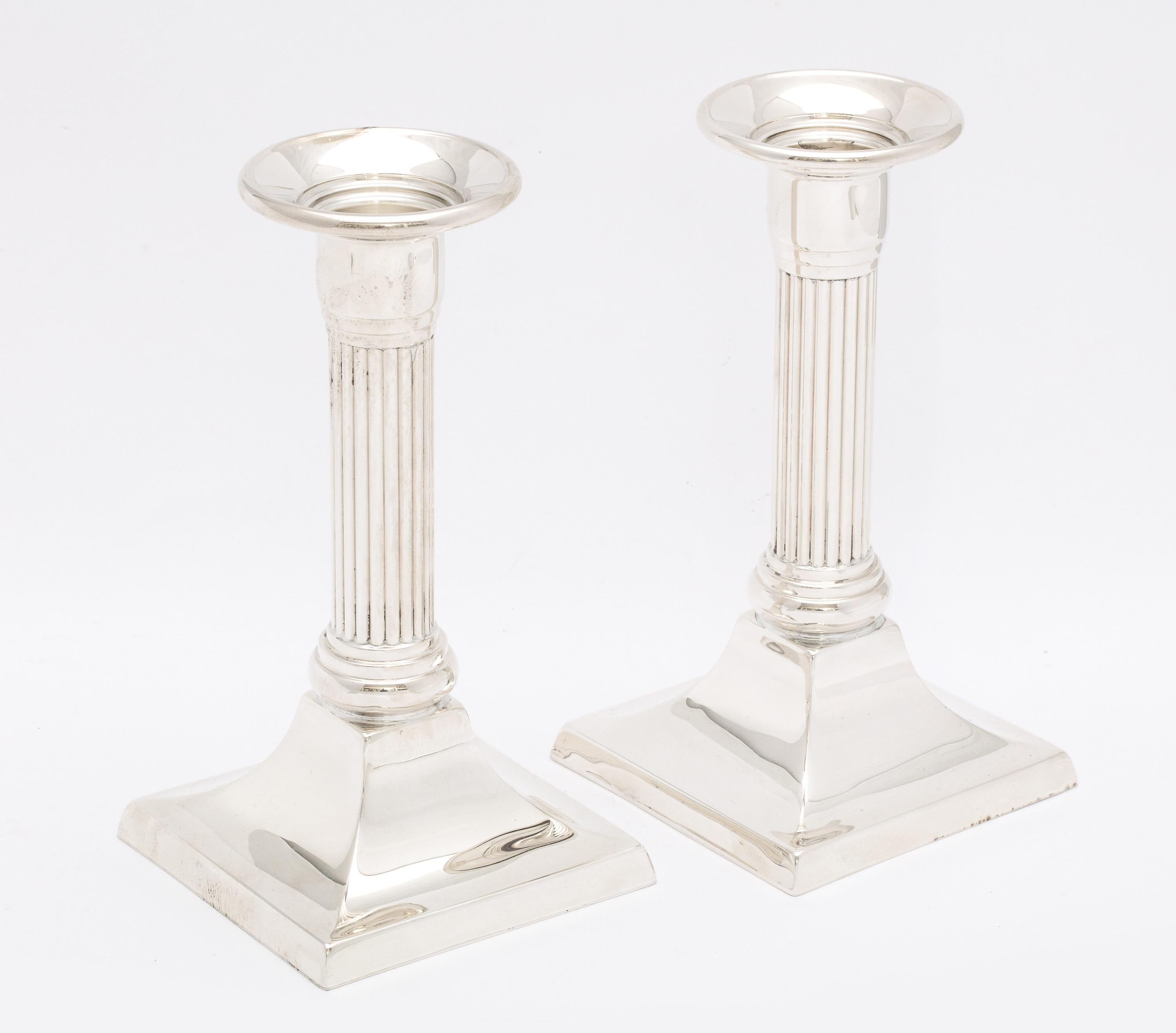 Pair of Neoclassical-Style Sterling Silver Column-Form Candlesticks 7