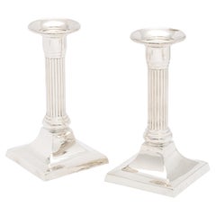 Pair of Neoclassical-Style Sterling Silver Column-Form Candlesticks