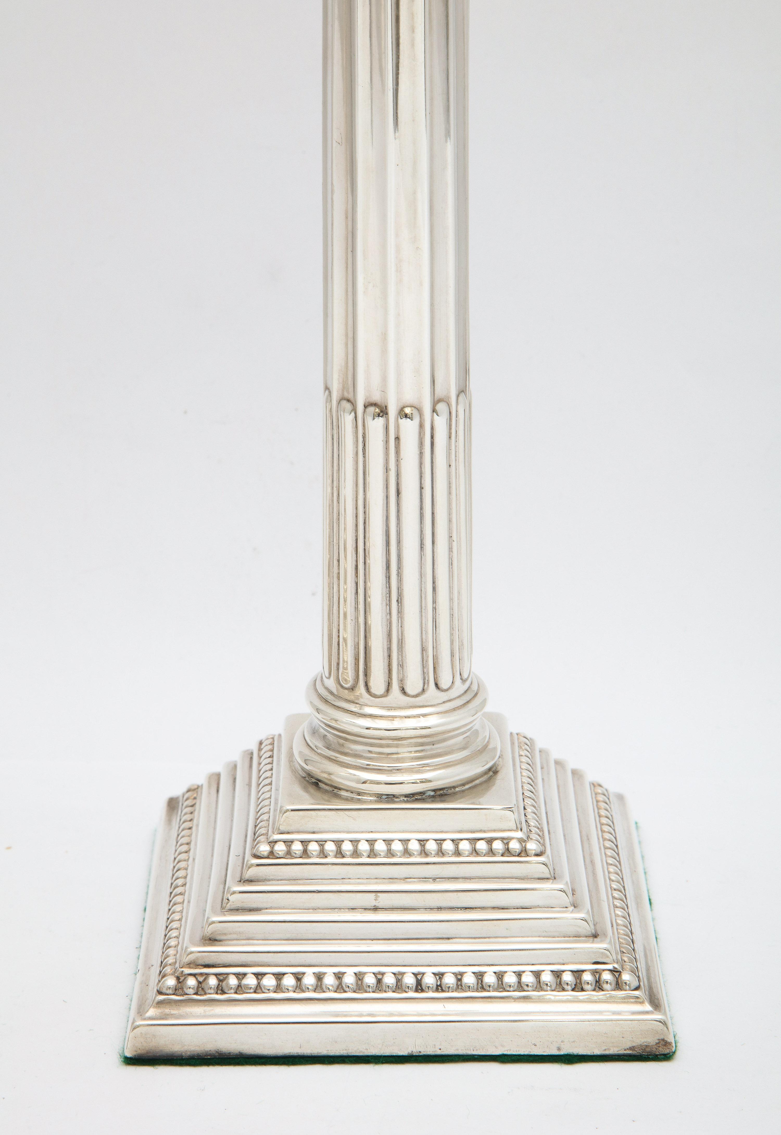 Pair of Neoclassical-Style Sterling Silver Corinthian Column-Form Candlesticks 11
