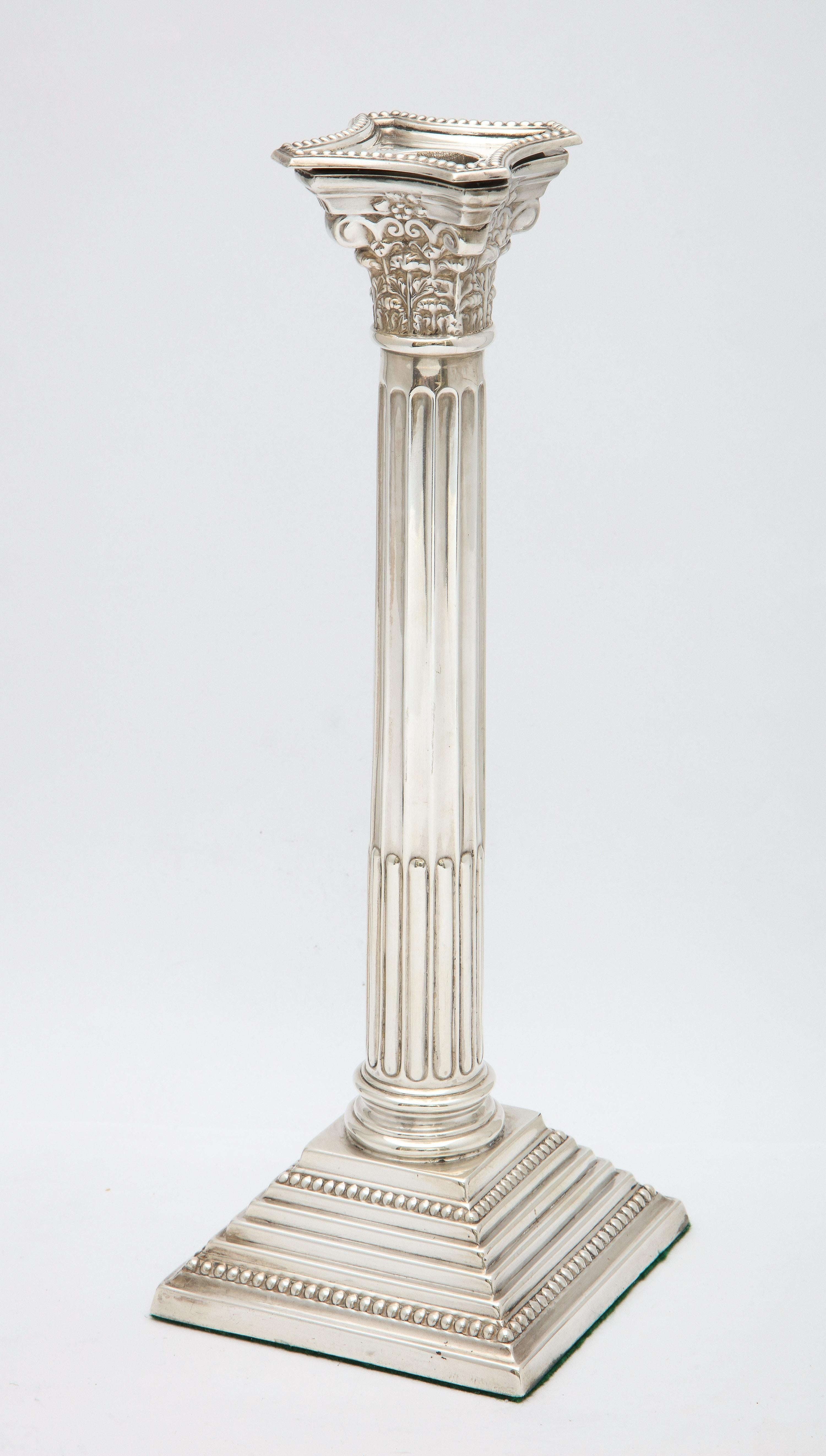 Pair of Neoclassical-Style Sterling Silver Corinthian Column-Form Candlesticks 13