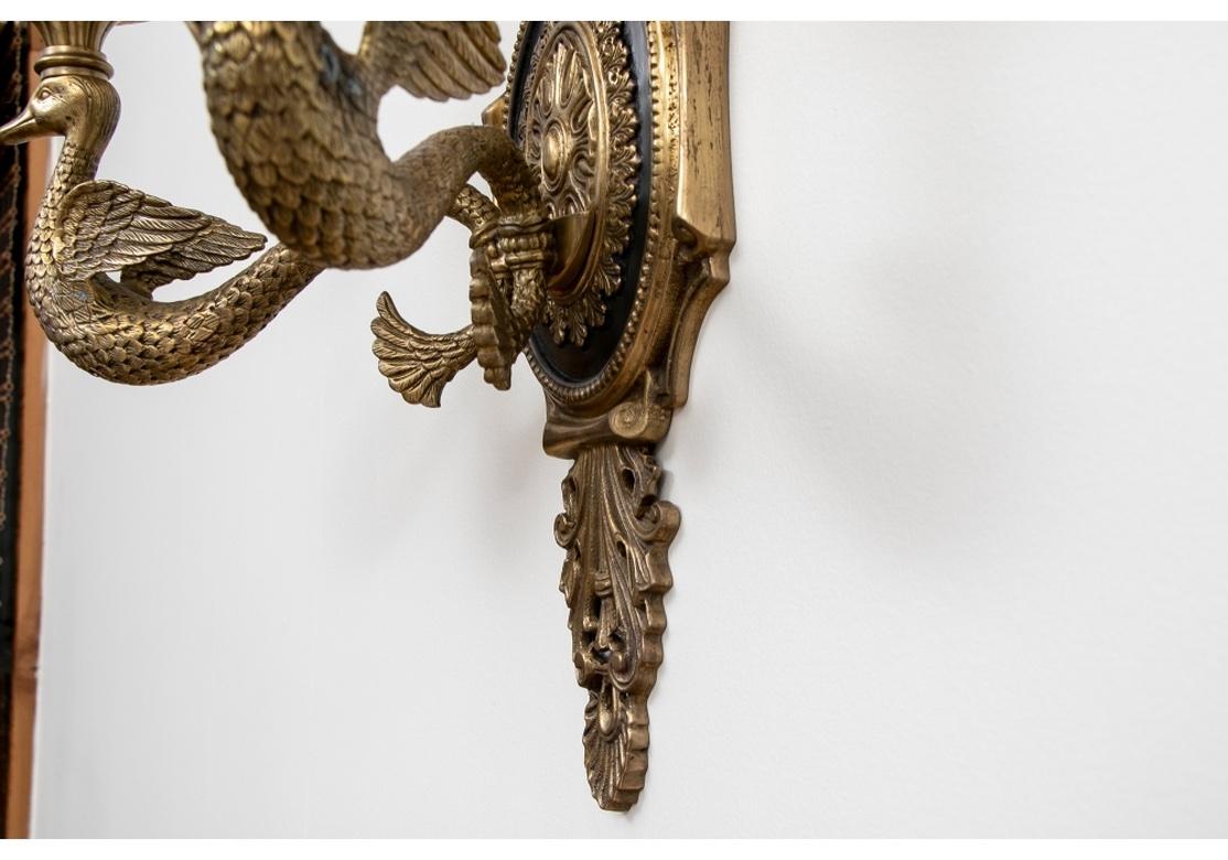 Pair Of Neoclassical Style Swan Form Candelabra Sconces 4