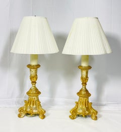 Pair of Neoclassical Style Table Lamps with Gold & Silver Gilt