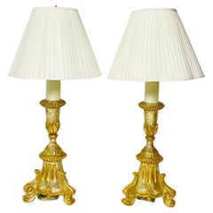 Pair of Neoclassical Style Table Lamps with Gold & Silver Gilt