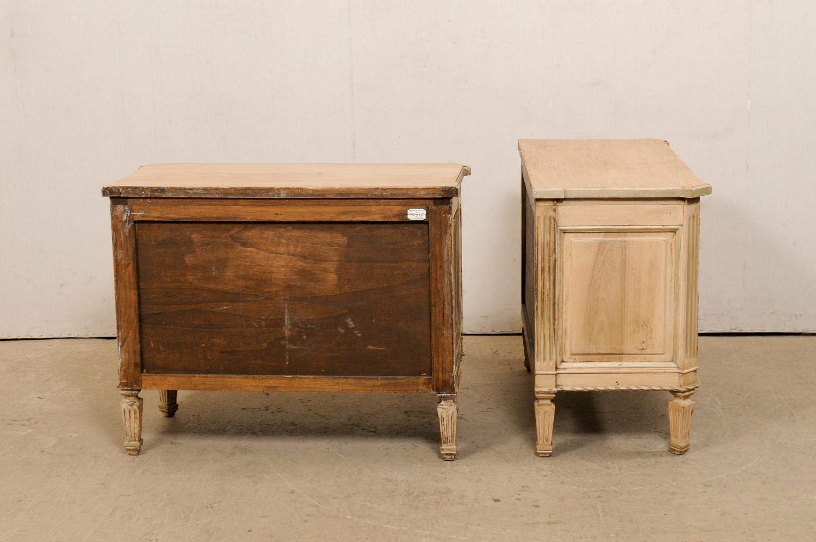 Pair of Neoclassical-Style Two-Drawer Raised Chests, Bleached w/Champagne Trim 1