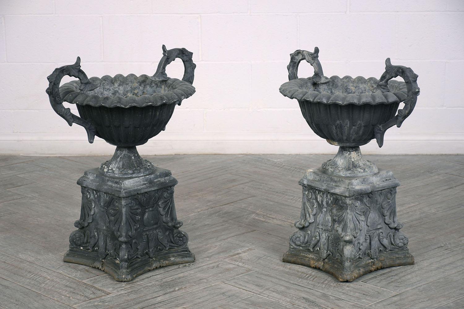 French Pair of Neoclassical Style Urns Outdoor Planters