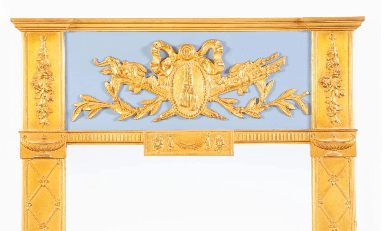Pair of Neoclassical Style Wall, Console Mirrors, Painted and Partial-Gilt 9
