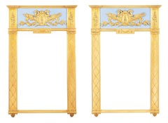 Pair of Neoclassical Style Wall, Console Mirrors, Painted and Partial-Gilt