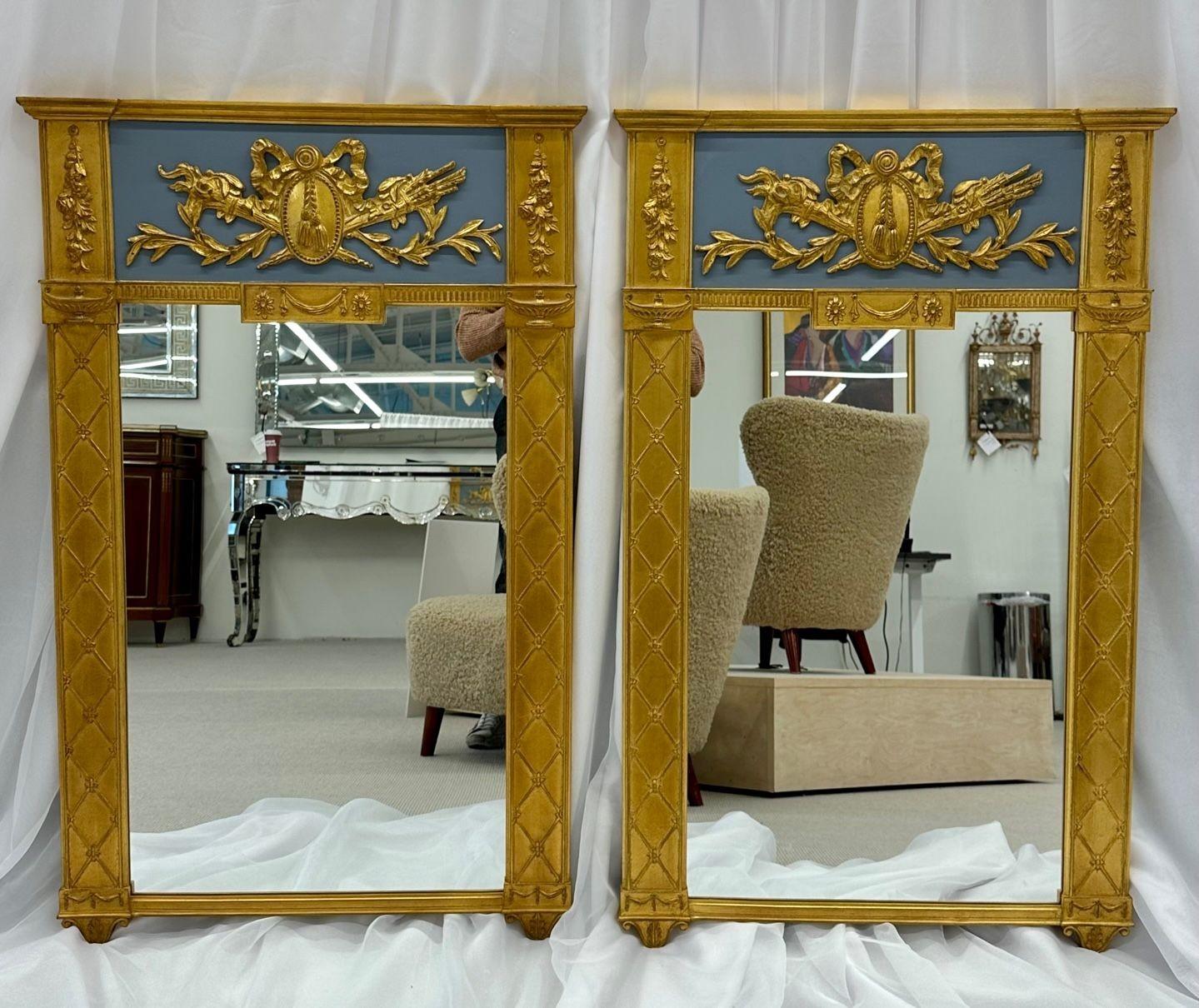 Pair of Neoclassical Style Wall, Console Mirrors, Painted and Partial-Gilt 1