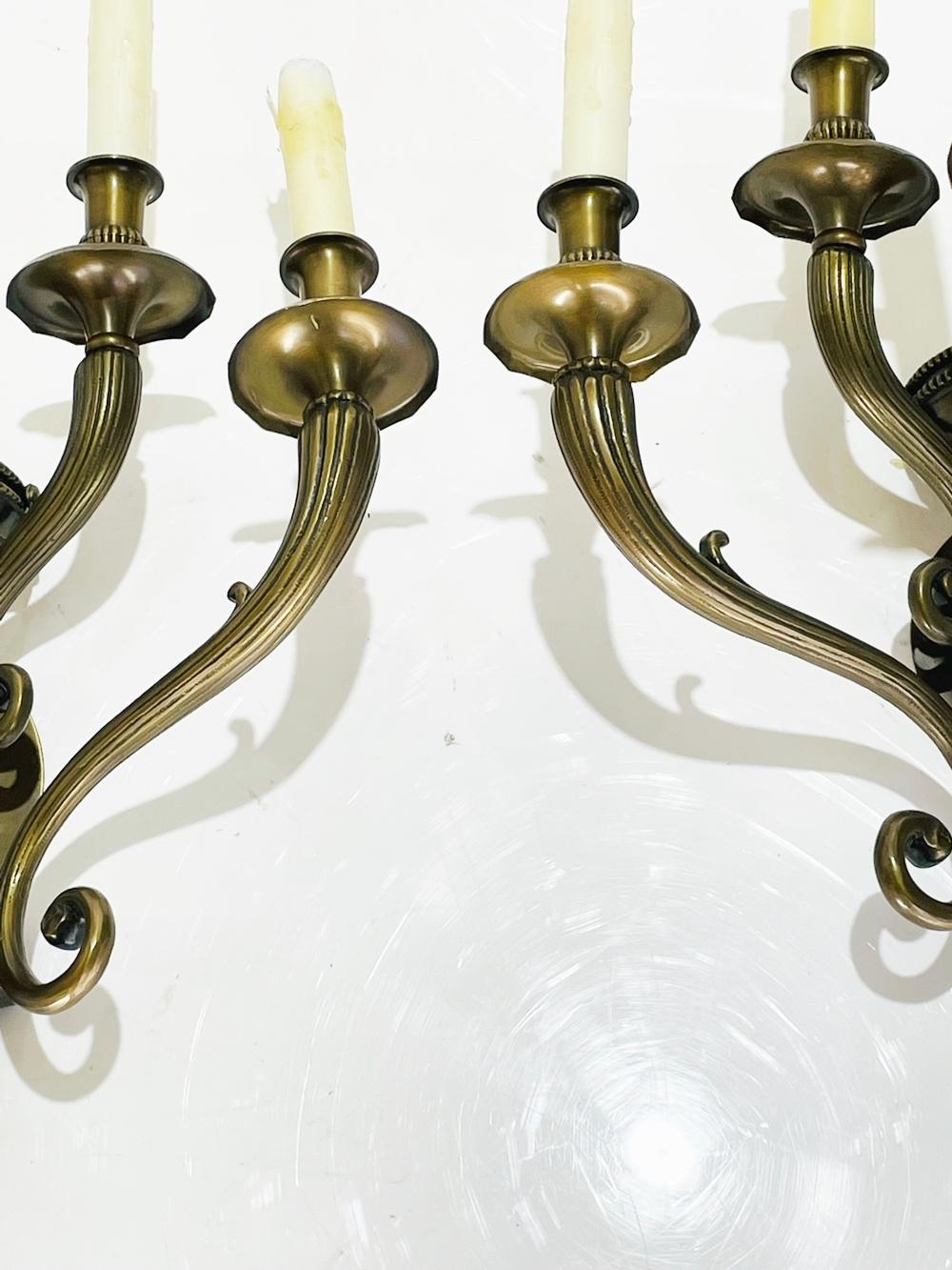 Pair of Neoclassical Style Wall Sconces in Solid Bronze For Sale 5