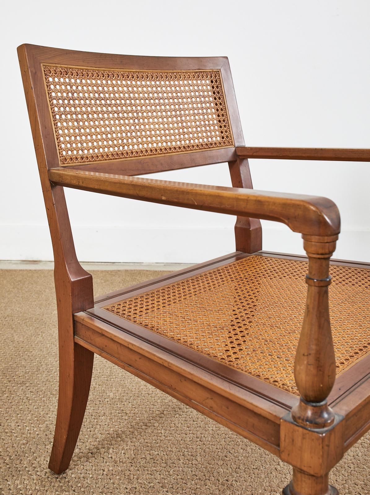 Pair of Neoclassical Style Walnut Cane Lounge Chairs by Baker 8