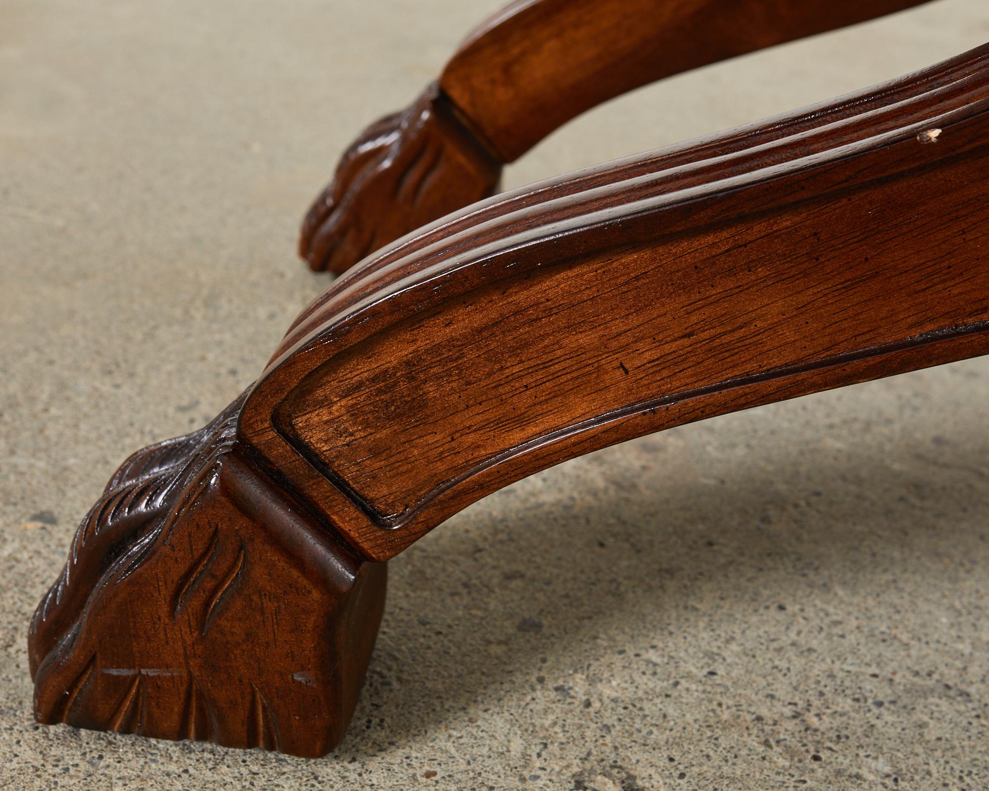 Pair of Neoclassical Style X-Form Walnut Benches Stools For Sale 9