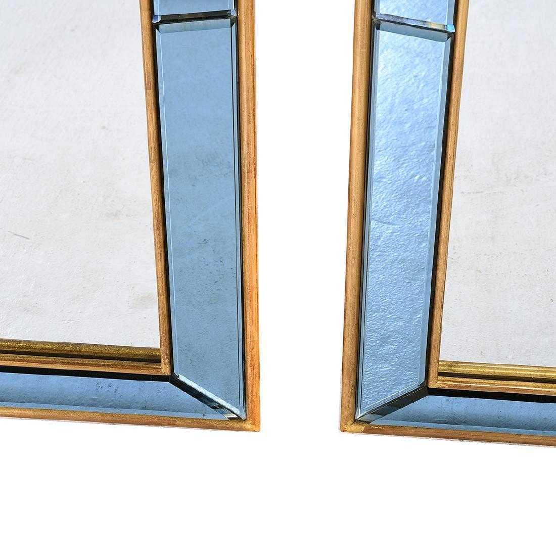 Pair of Neoclassical Styled Mirrors with Beveled Blue Mirror Surround Panes 5