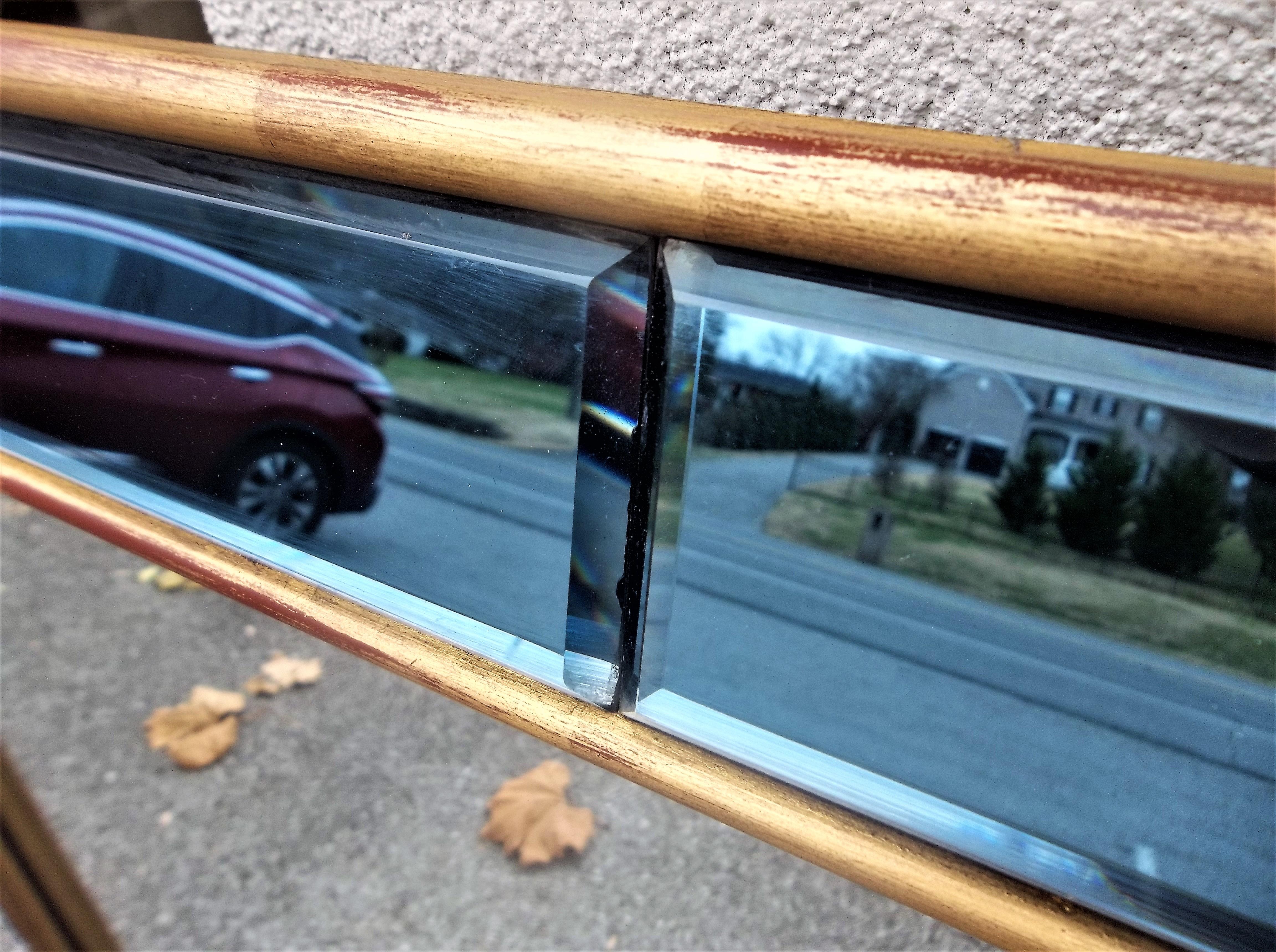 20th Century Pair of Neoclassical Styled Mirrors with Beveled Blue Mirror Surround Panes