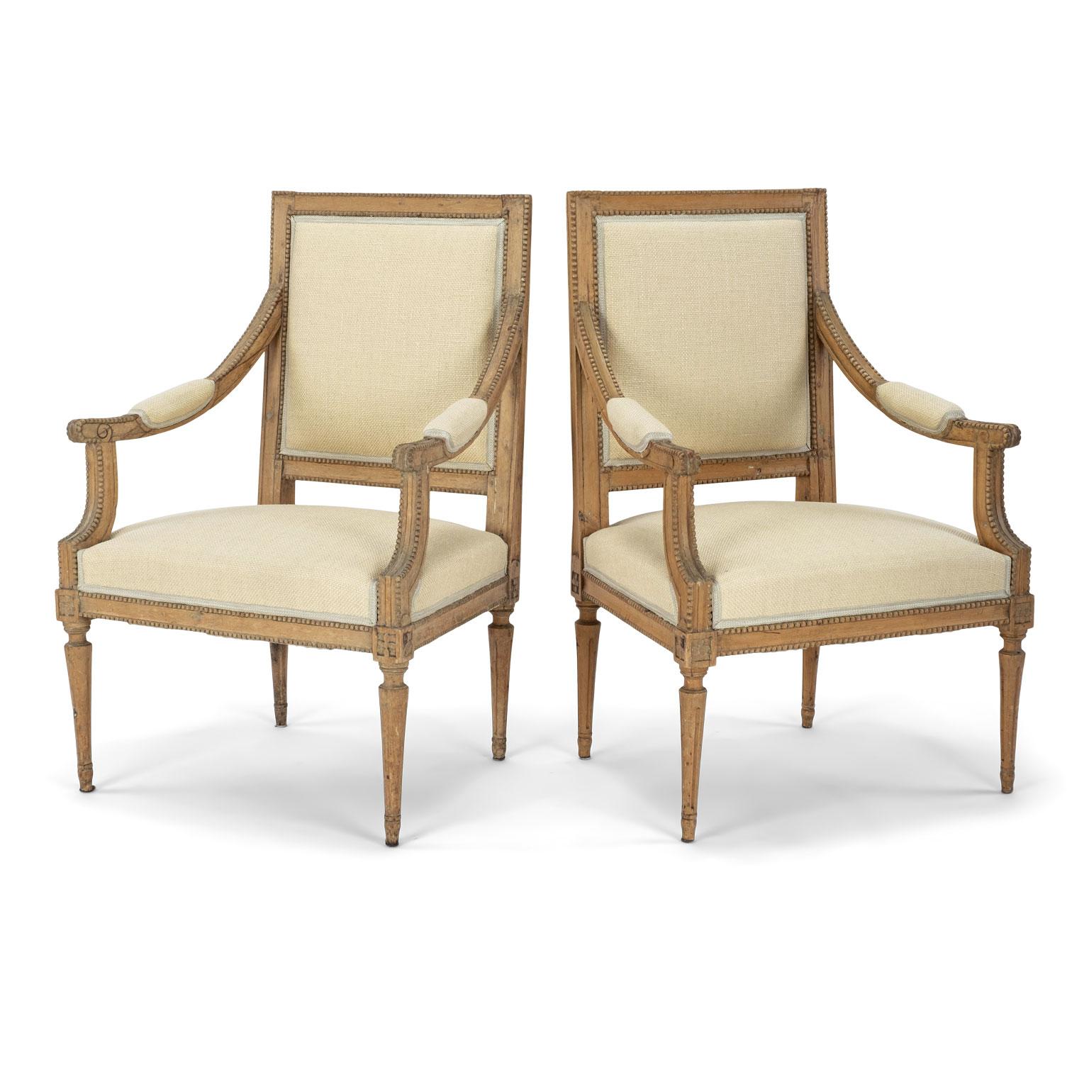 Hand-Carved Pair of Neoclassical Swedish Armchairs