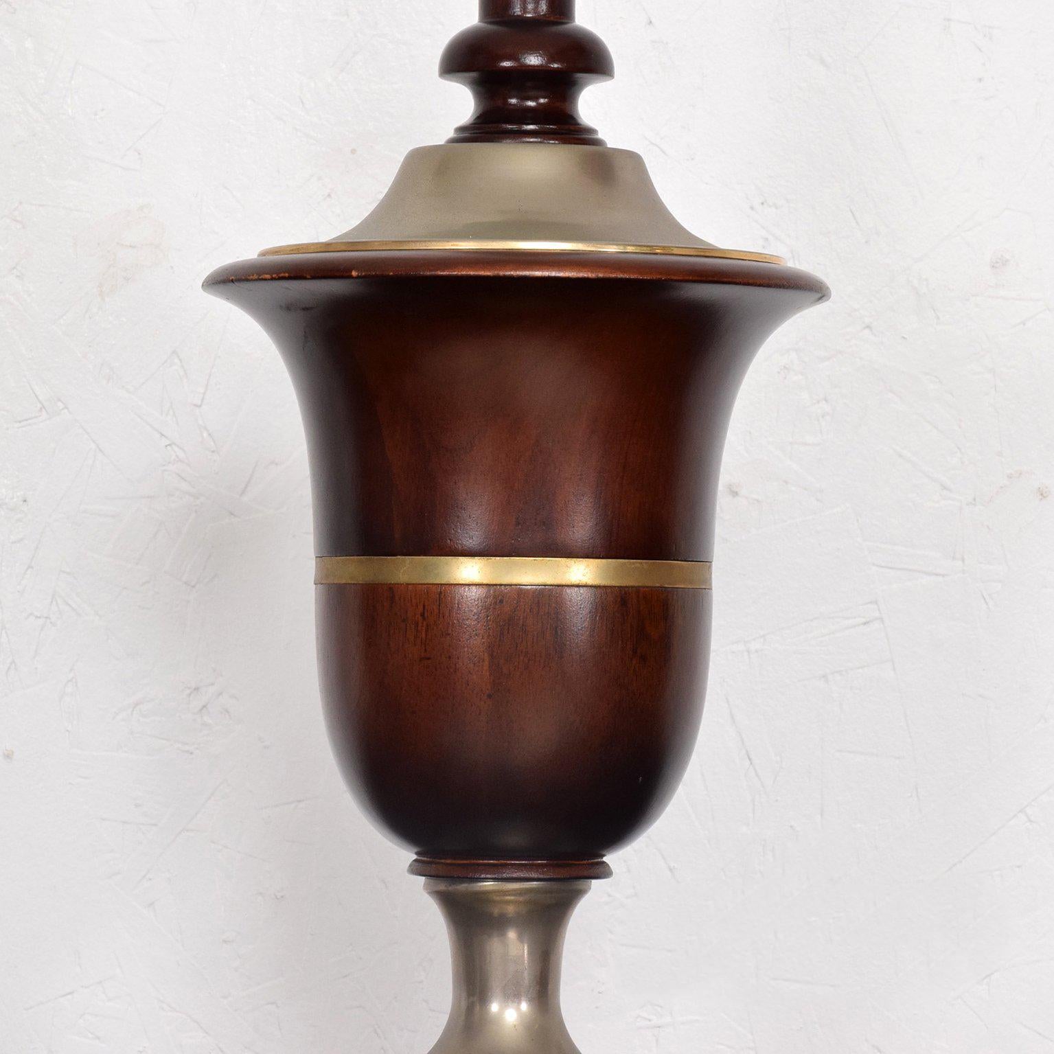 Pair of Neoclassical Table Lamps in Mahogany & Nickel-Plated, Mexican Modernist 4