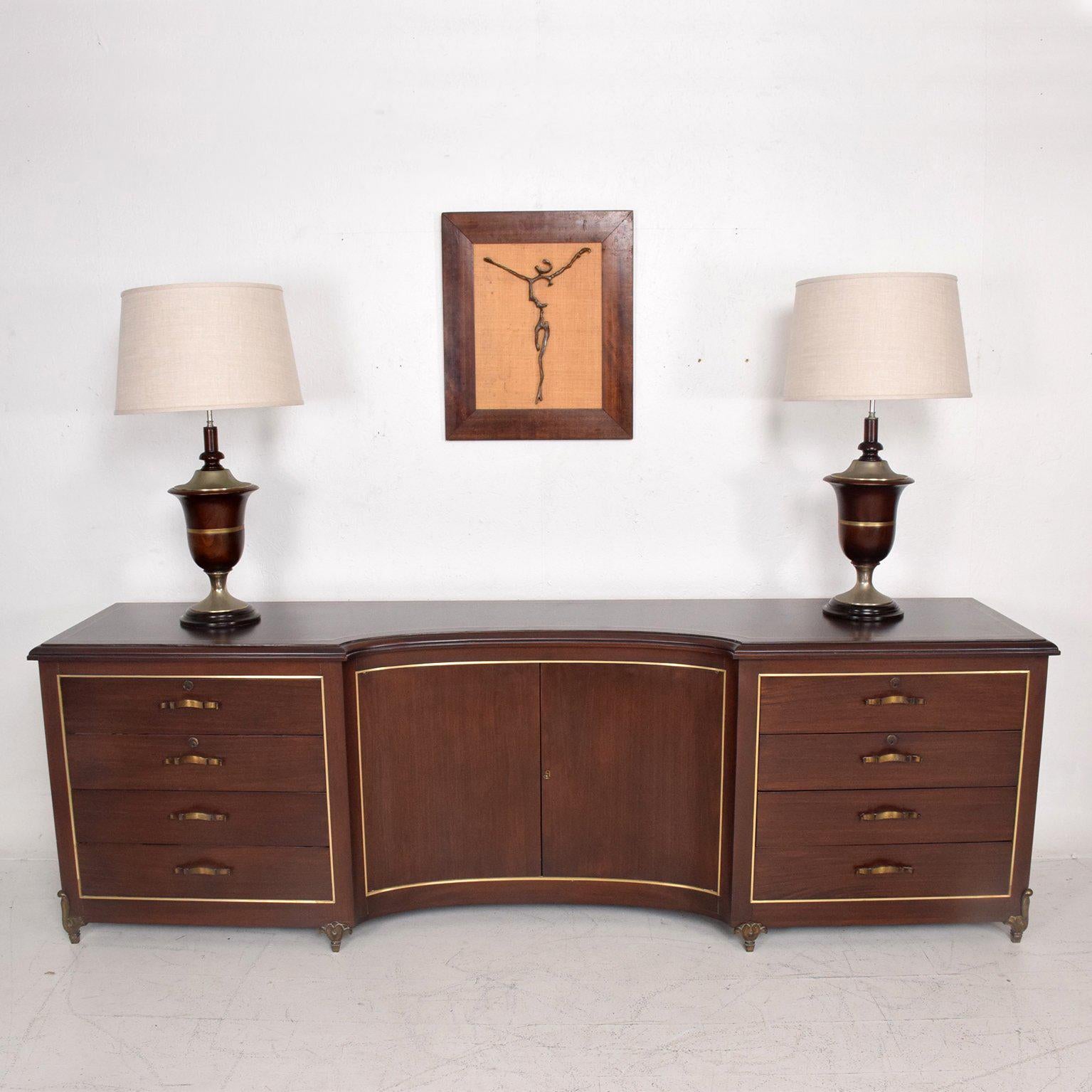 Pair of Neoclassical Table Lamps in Mahogany & Nickel-Plated, Mexican Modernist 5