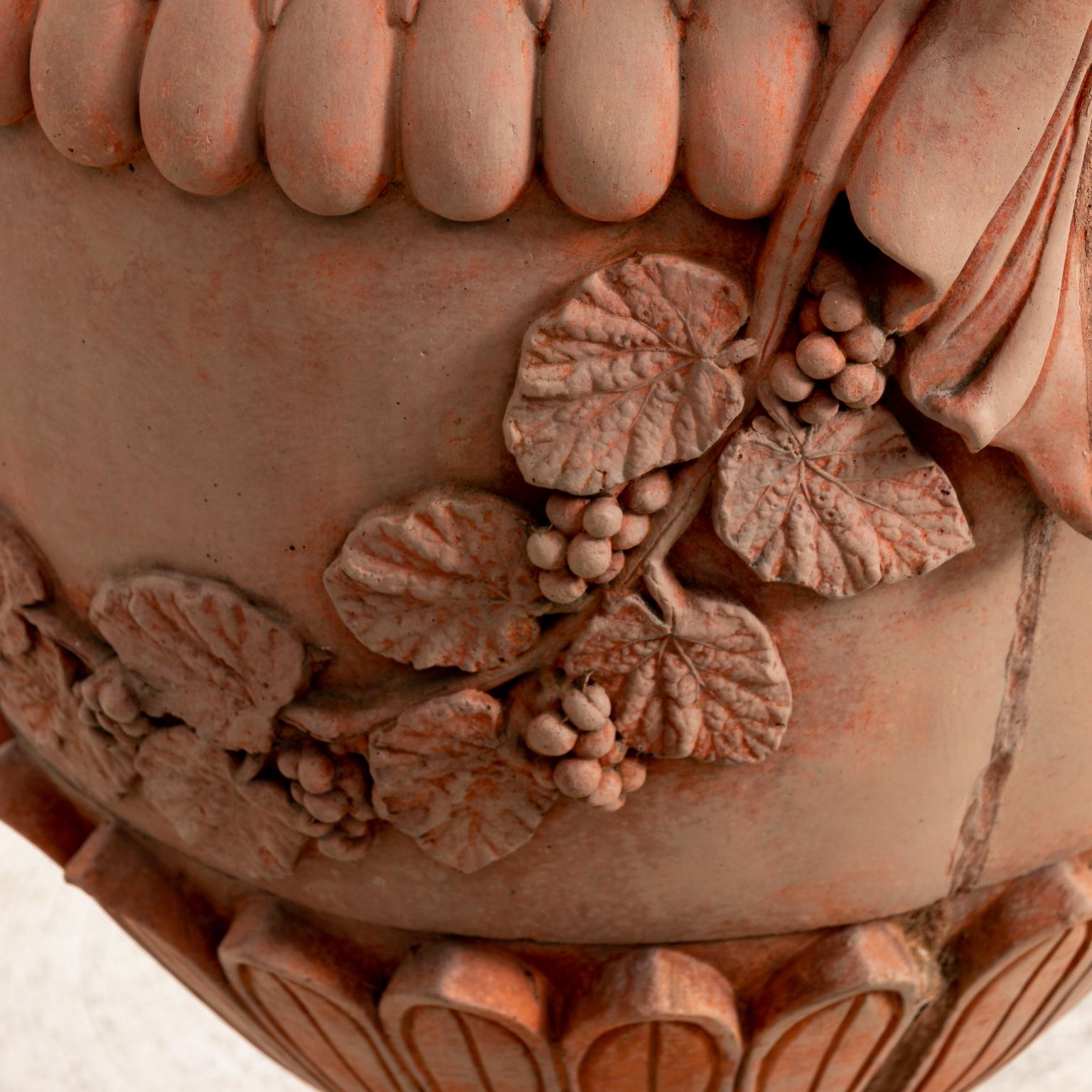 Pair of Neoclassical Terracotta Urns with Lids 5