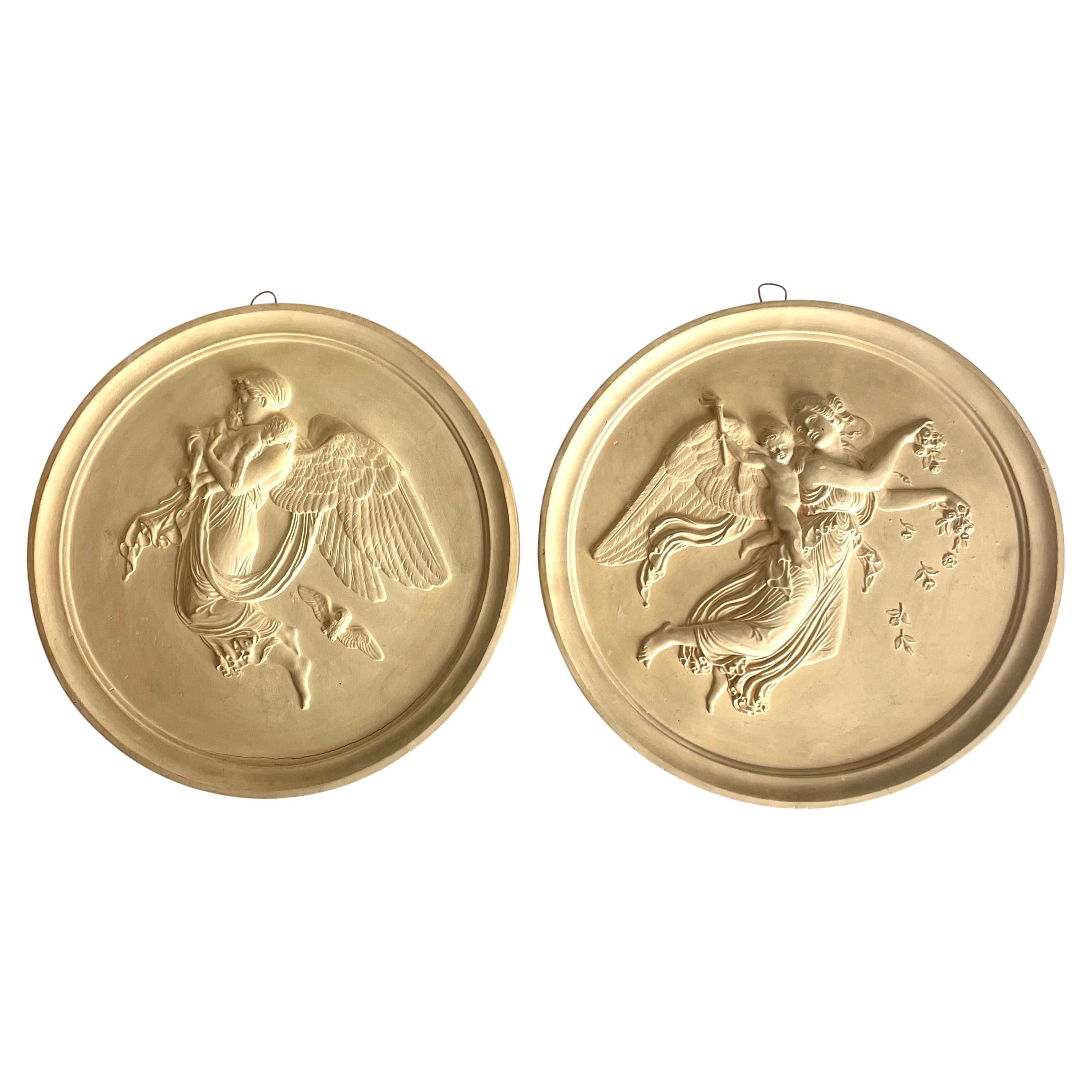 Pair of Neoclassical Terracotta Wall Plaques After Bertel Thorvaldsen