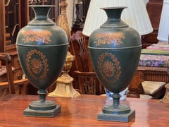 Pair of Neoclassical Tole Urns