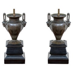 Pair Of Neoclassical Urn Form Twin Table Lamps for Restoration