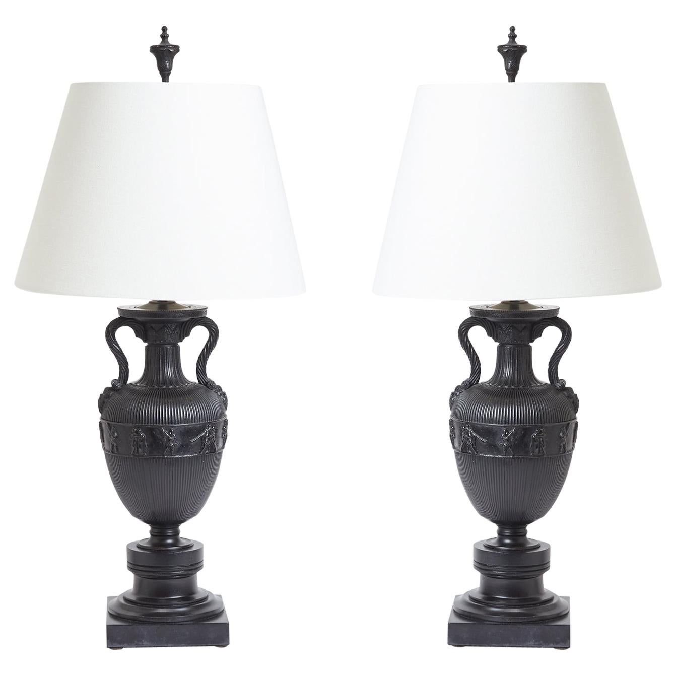 Pair of Neoclassical Urns Mounted as Table Lamps