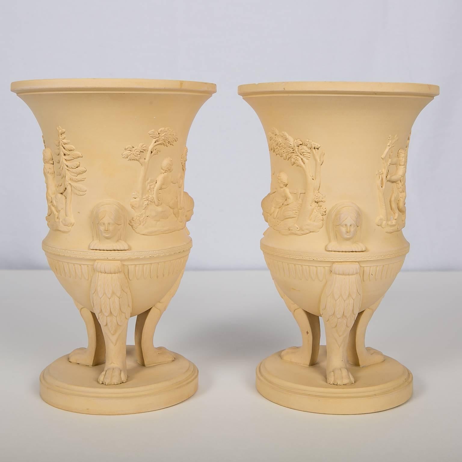 Pair of Neoclassical Vases the Color of Cane Sugar Made circa 1780-1800 4