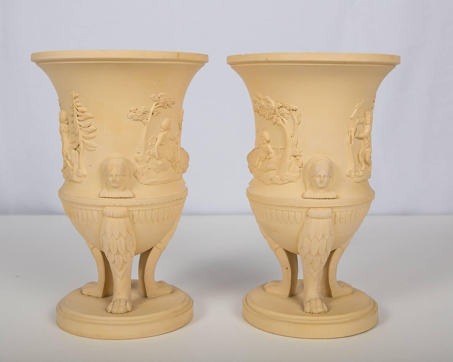 Pair of Neoclassical Vases the Color of Cane Sugar Made circa 1780-1800 5