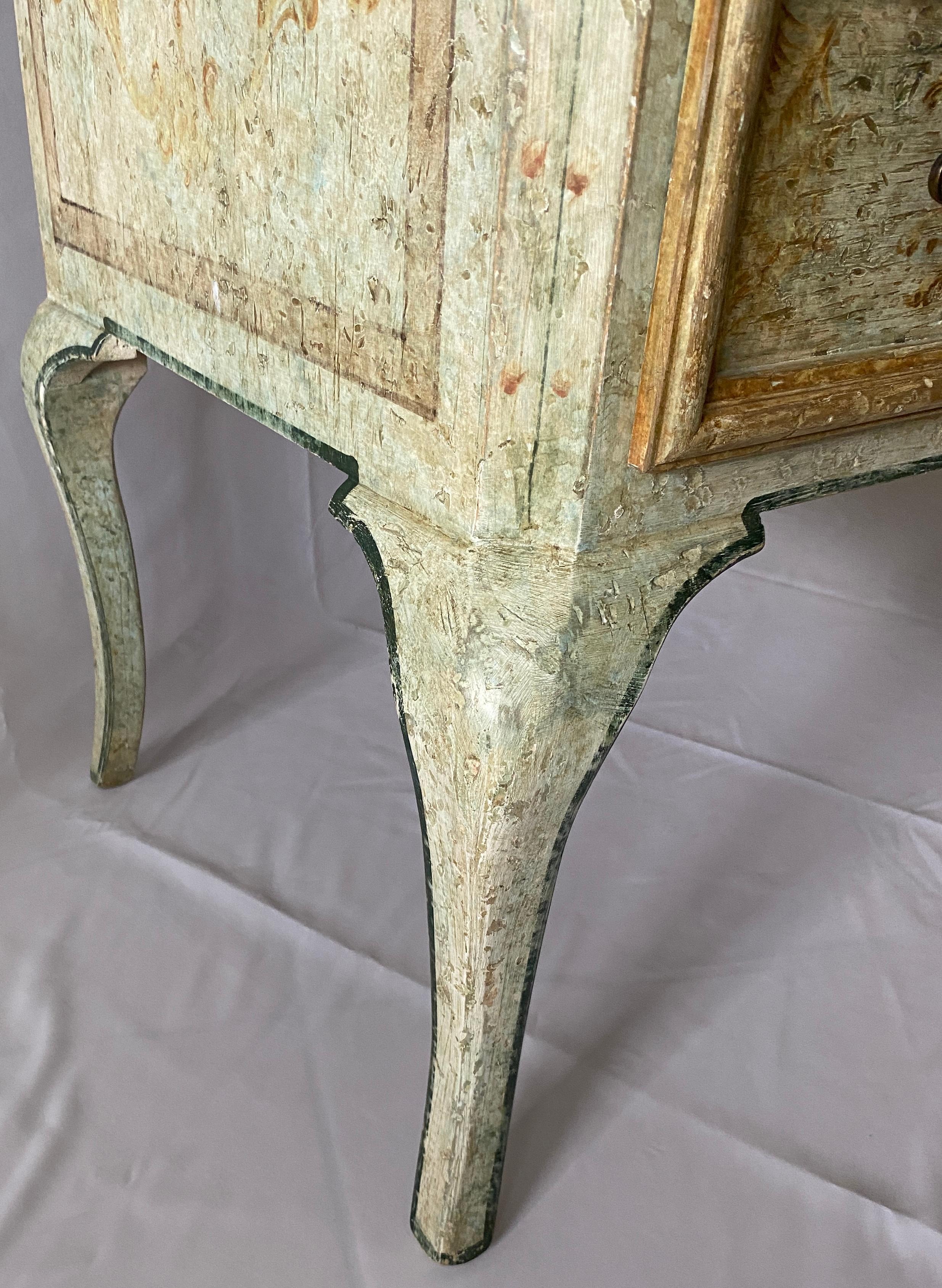 Pair Italian Neoclassical Style Commodes Venetian Hand-Painted Chest of Drawers  For Sale 3