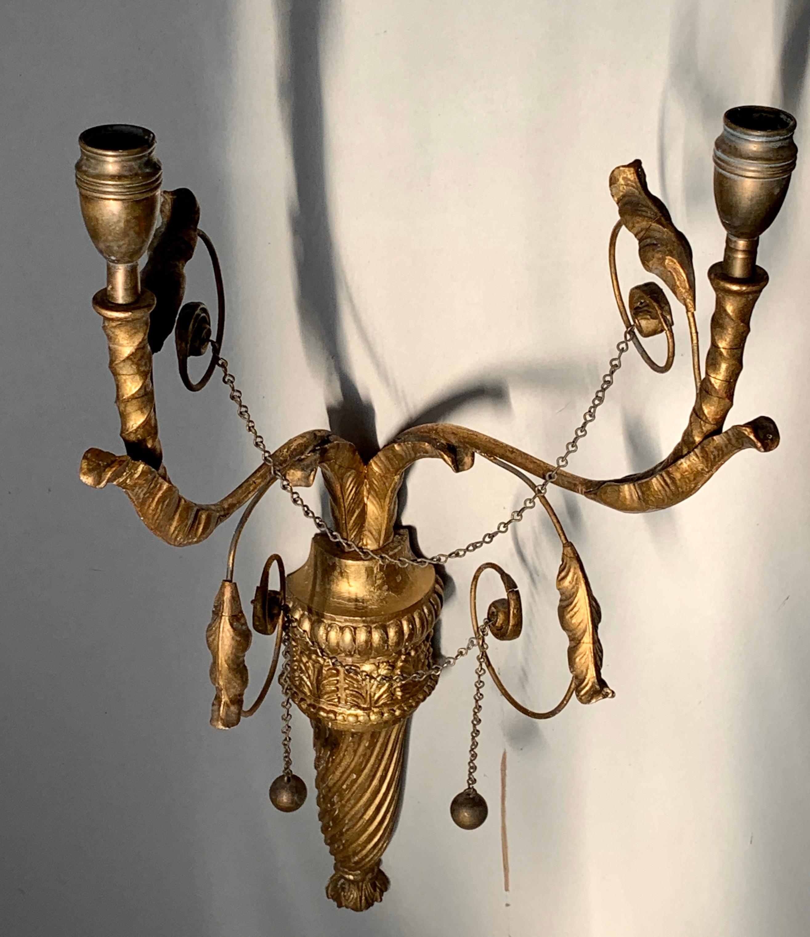 Neoclassical Wall Sconces In Good Condition For Sale In New Haven, CT