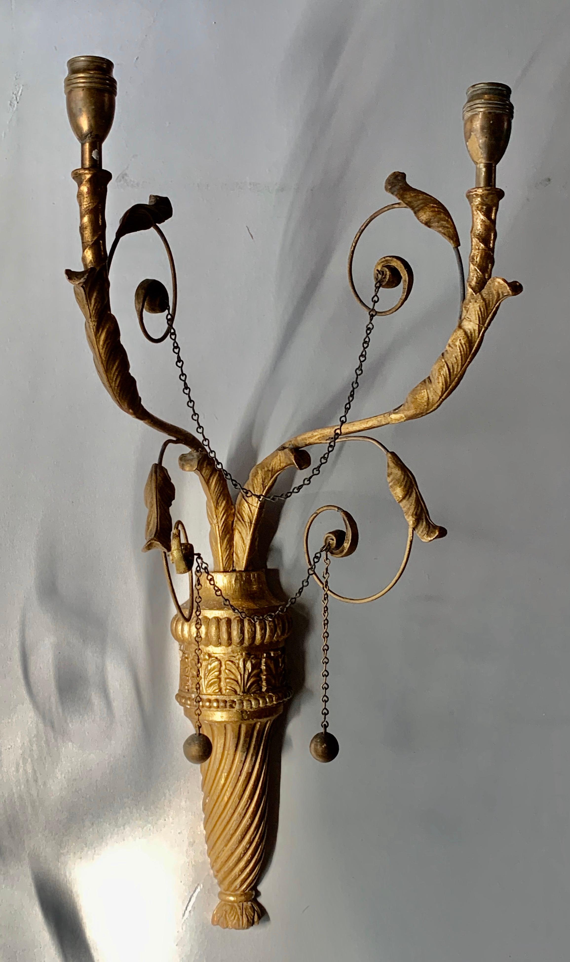 Wood Neoclassical Wall Sconces For Sale