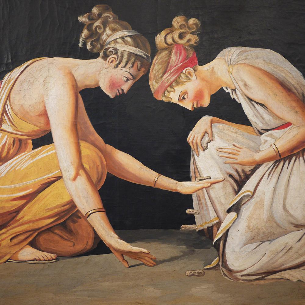 Pair of Neoclassical Women Paintings, Italian Art, 19th Century 5