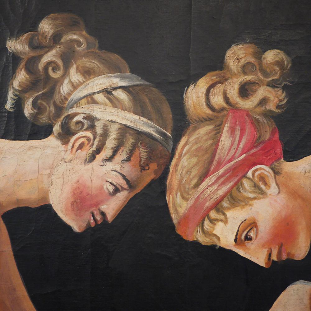 Pair of Neoclassical Women Paintings, Italian Art, 19th Century 6