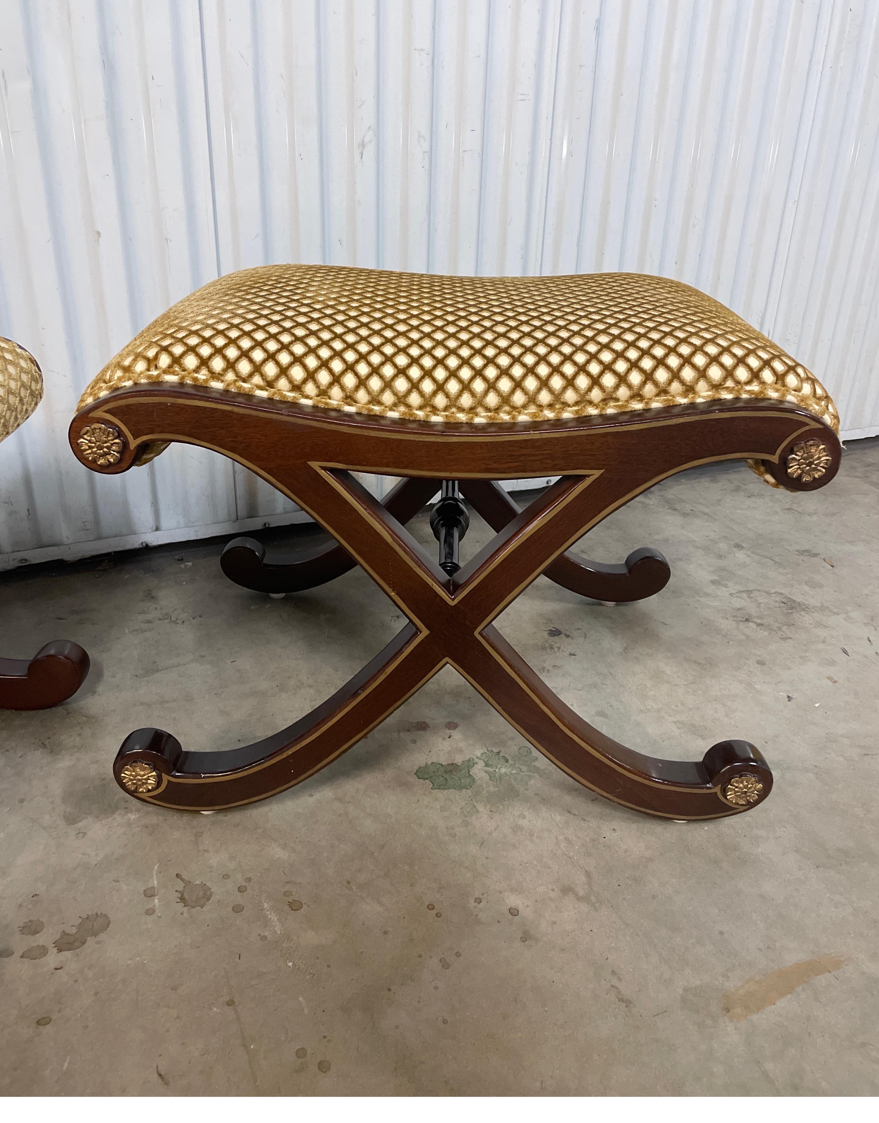 Pair of Neoclassical X Benches In Good Condition In West Palm Beach, FL
