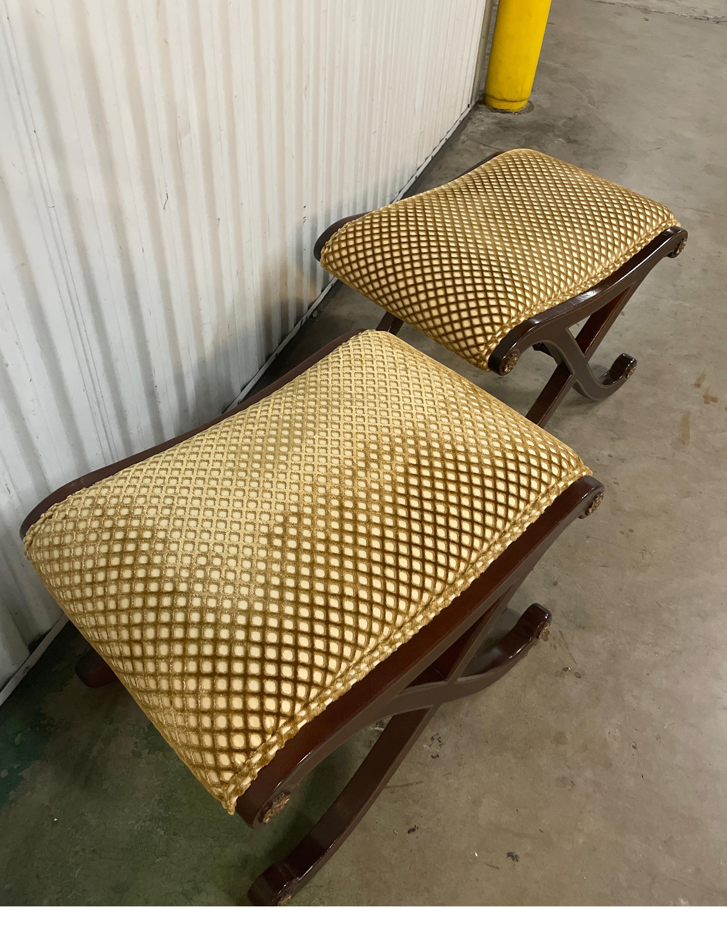 Fabric Pair of Neoclassical X Benches