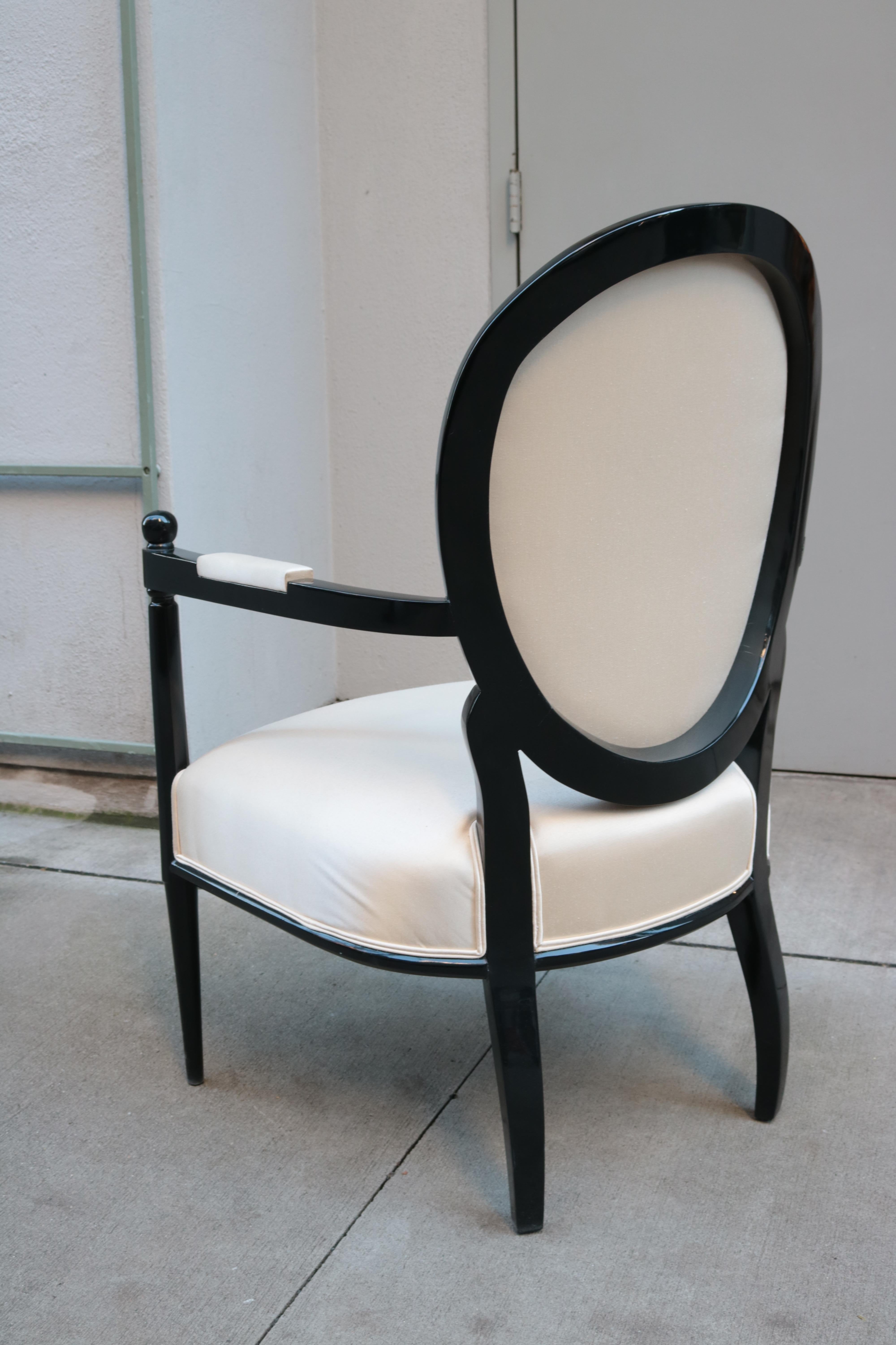 Pair of Neoclassically Inspired Ebonized Armchairs 4