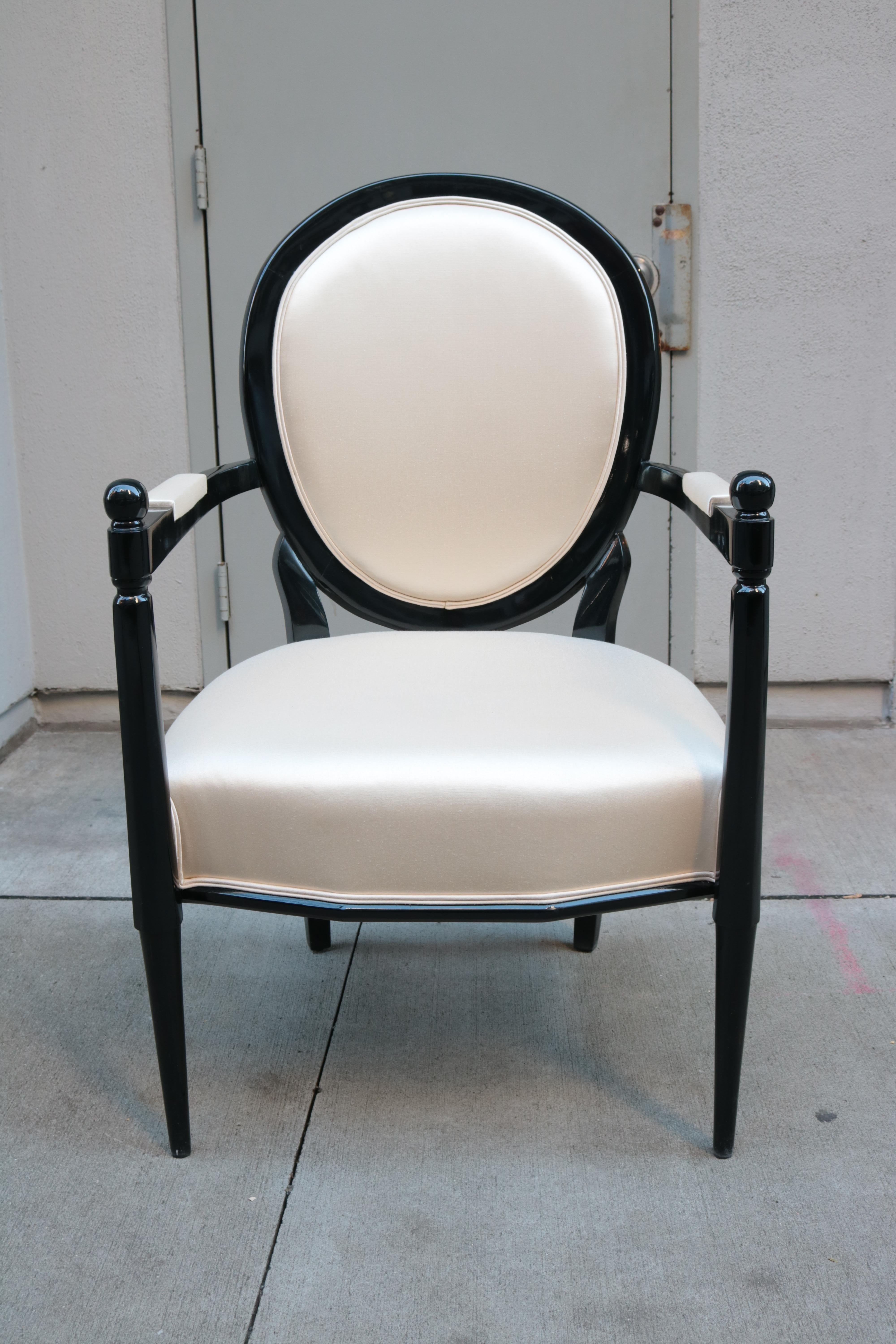 Pair of Neoclassically Inspired Ebonized Armchairs 3