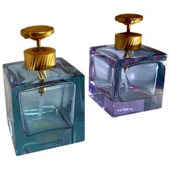 Vintage  Neodymium Alexandrite Crystal Perfume Bottles-a Pair