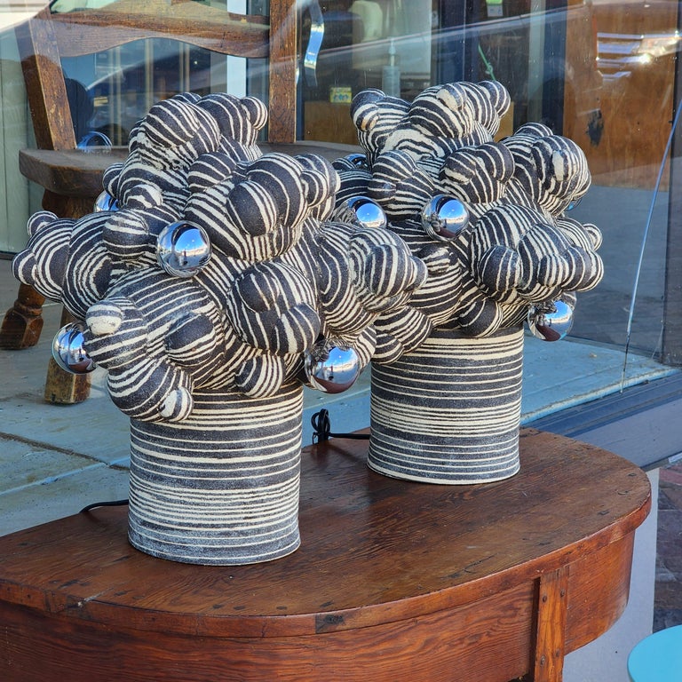 Pair of Nerikomi Spore Lamps by Lewis Trimble In New Condition For Sale In Kilmarnock, VA