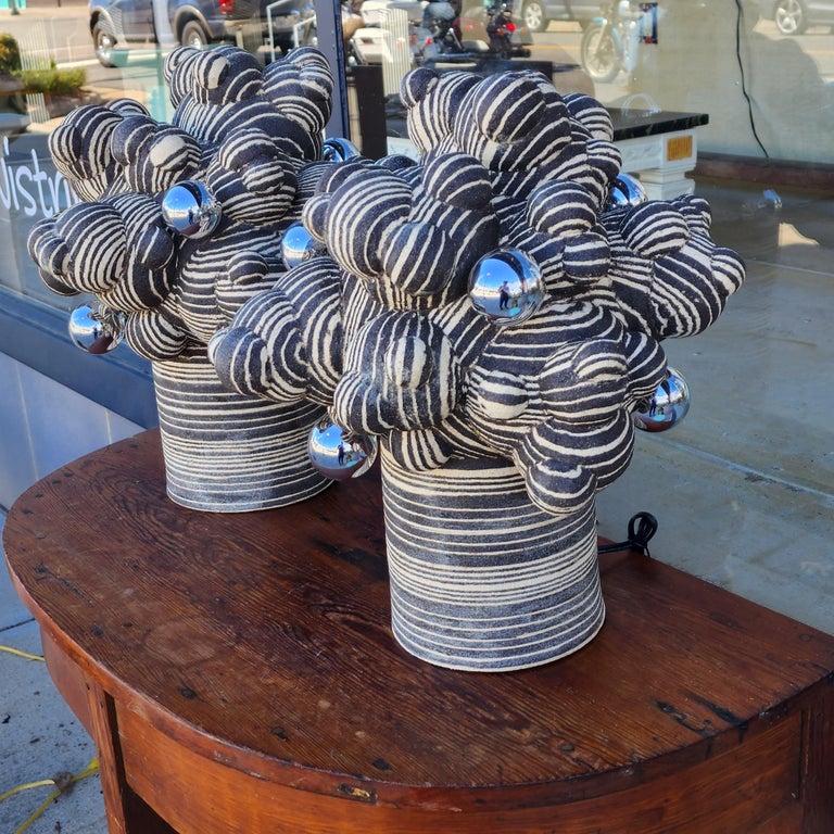 Contemporary Pair of Nerikomi Spore Lamps by Lewis Trimble For Sale