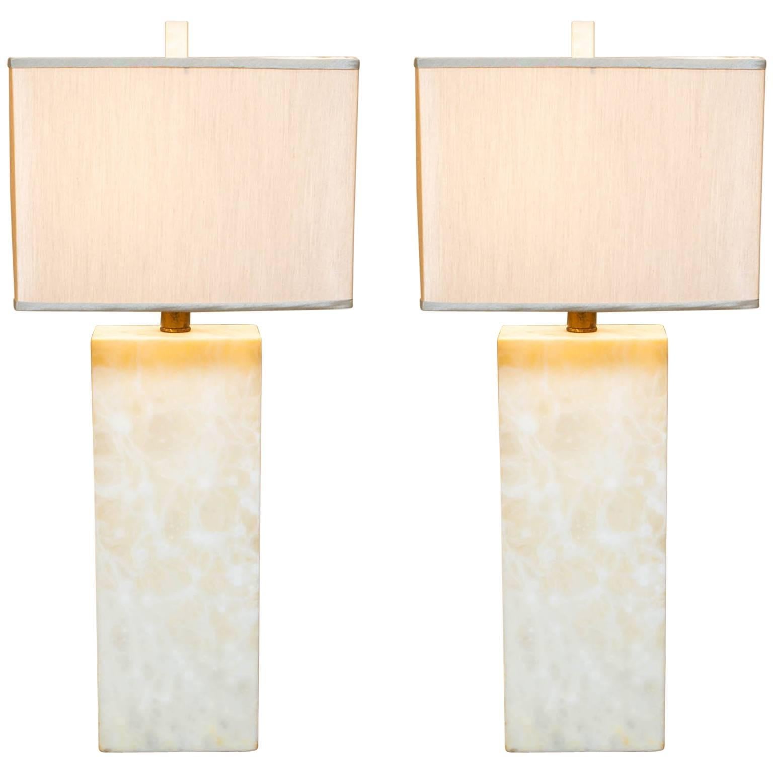 Pair of Nessen Studio Marble Table Lamps