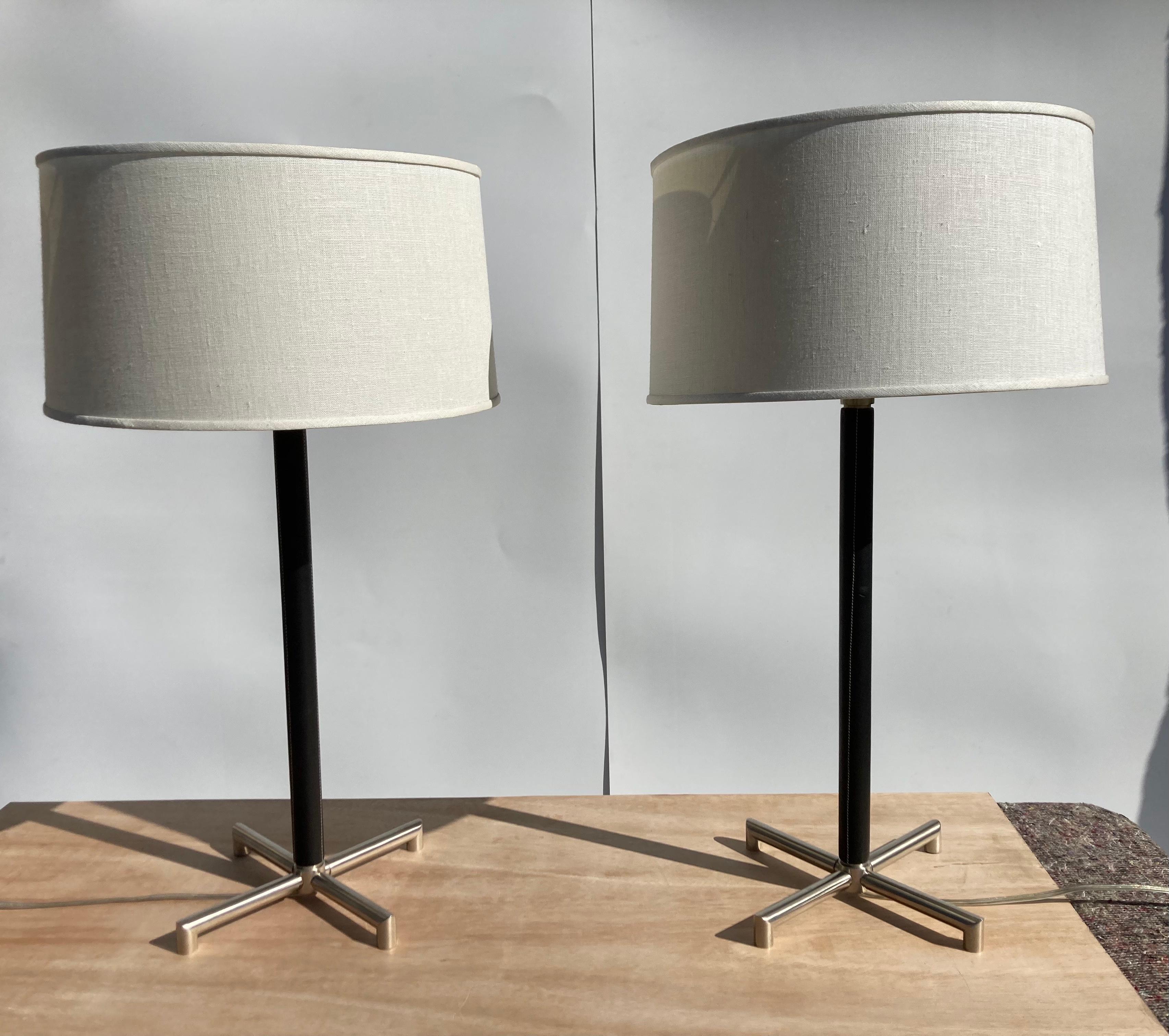 American Pair of Nessen Table Lamps, NY, Stainless Steel For Sale