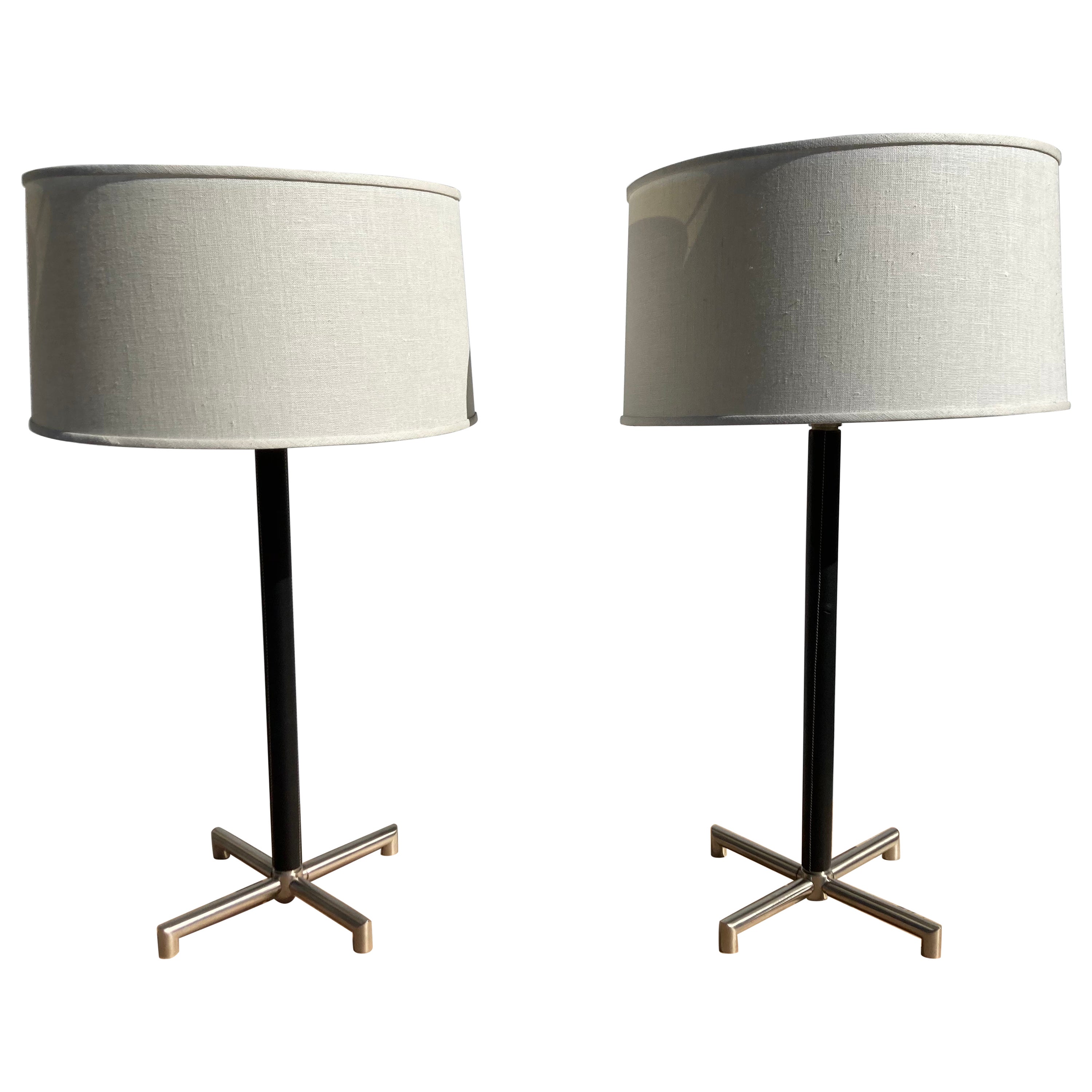 Pair of Nessen Table Lamps, NY, Stainless Steel