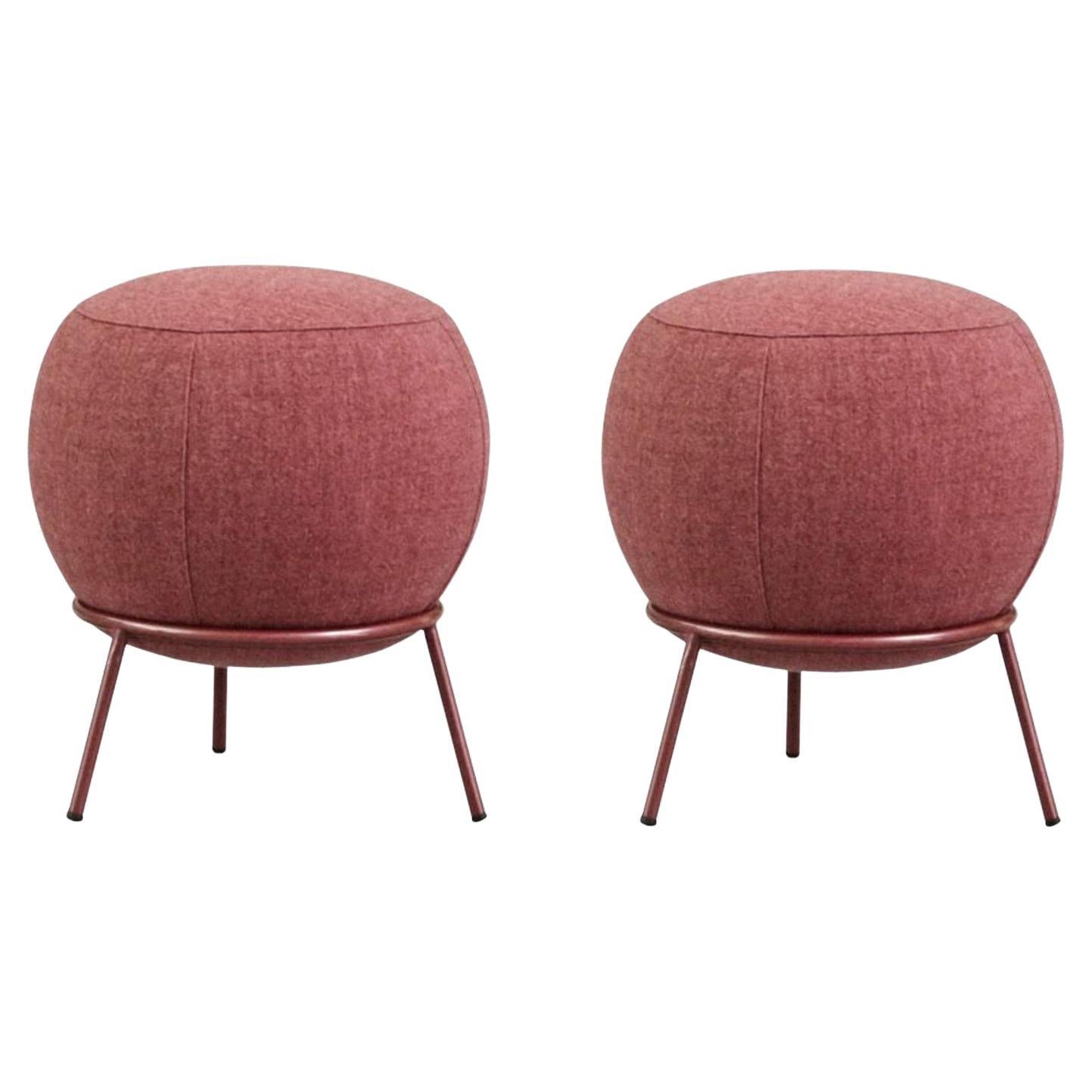 Pair of Nest Ottomans, Red by Pepe Albargues For Sale