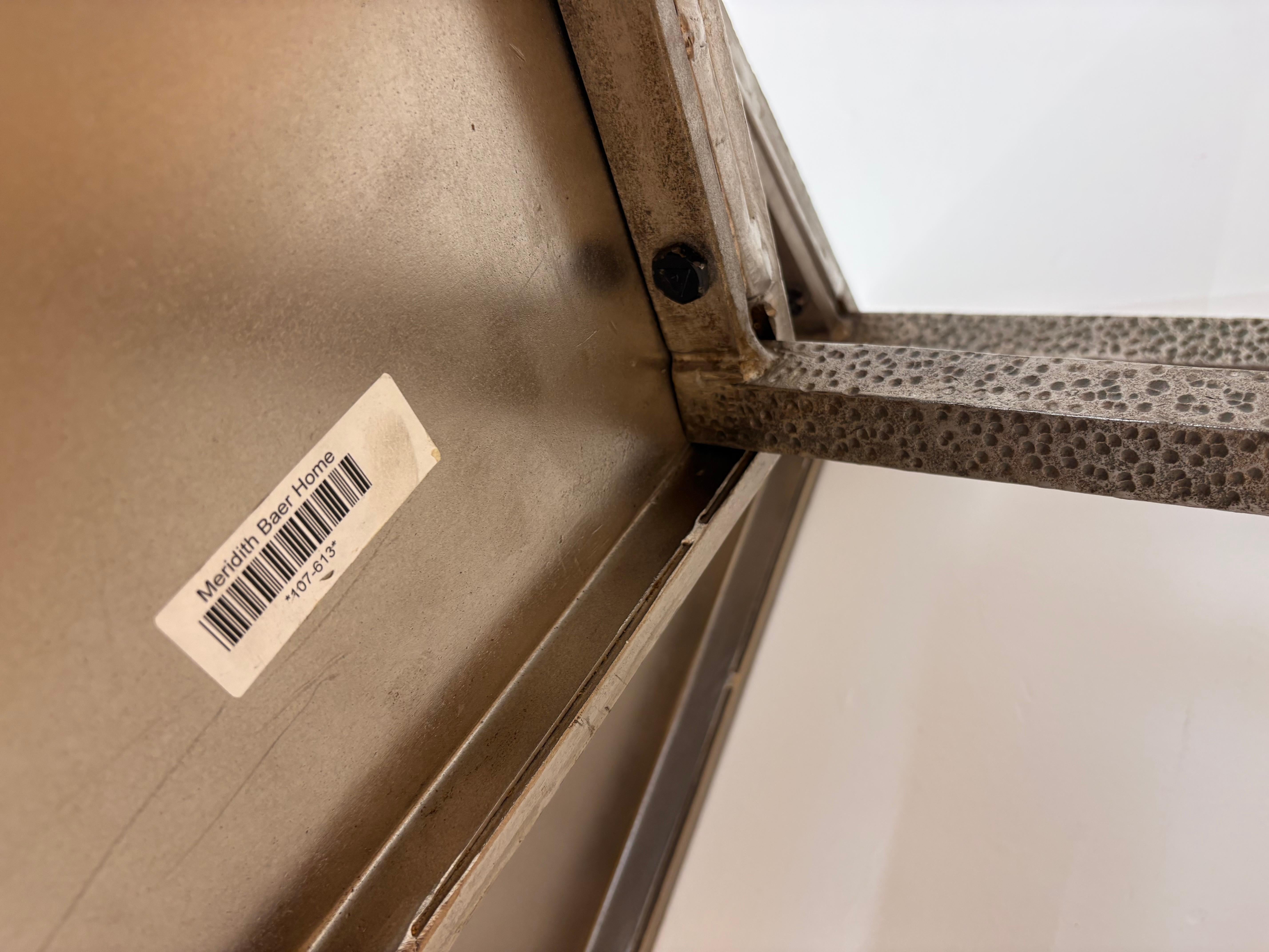Pair of nesting Brutalist Stainless Steel Console Table, Jean Michel Frank style For Sale 2