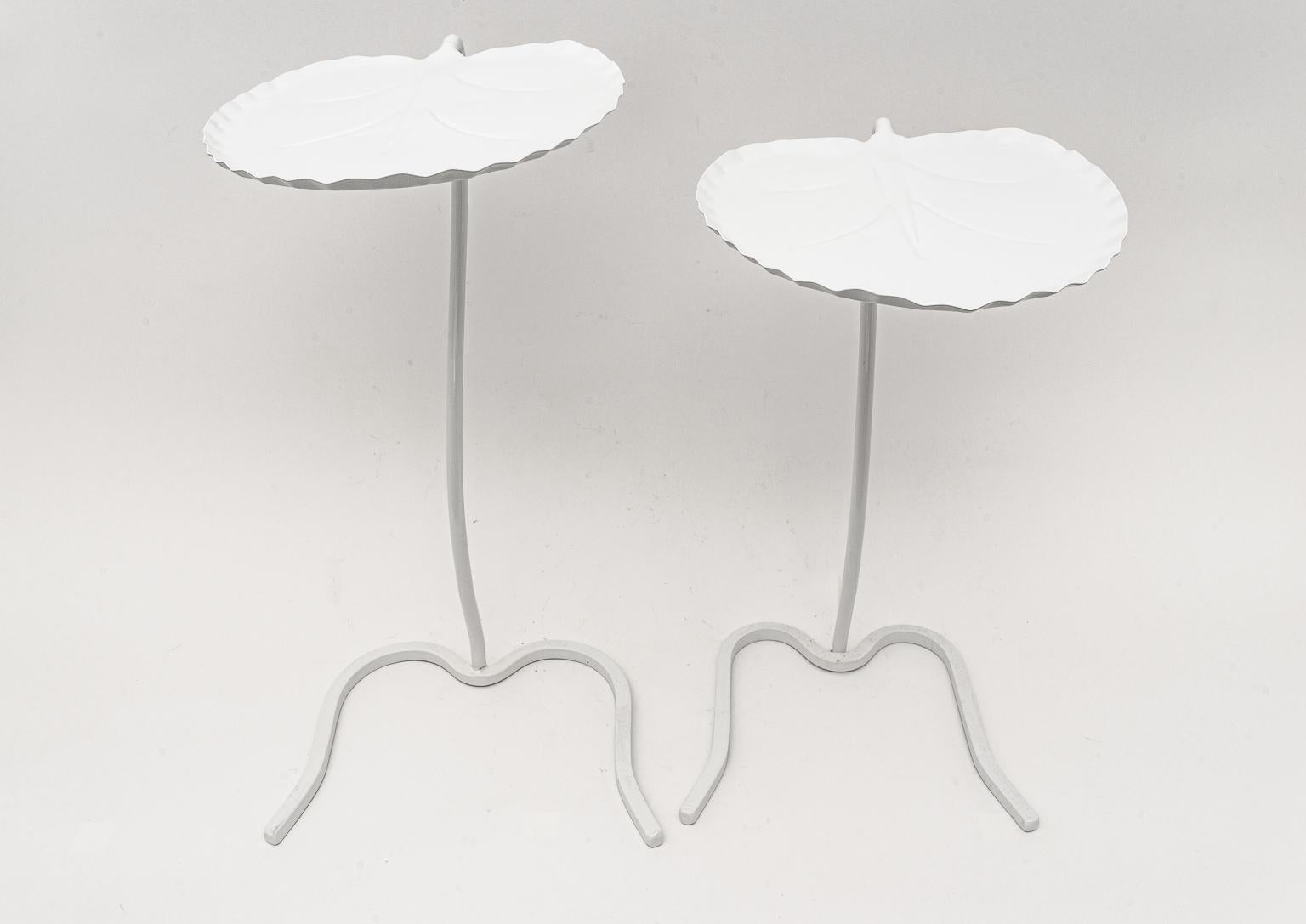Nesting restored lily pad drinks or side tables by Salterini 1960s from a Palm Beach estate.

These have been restored and powder-coated in 