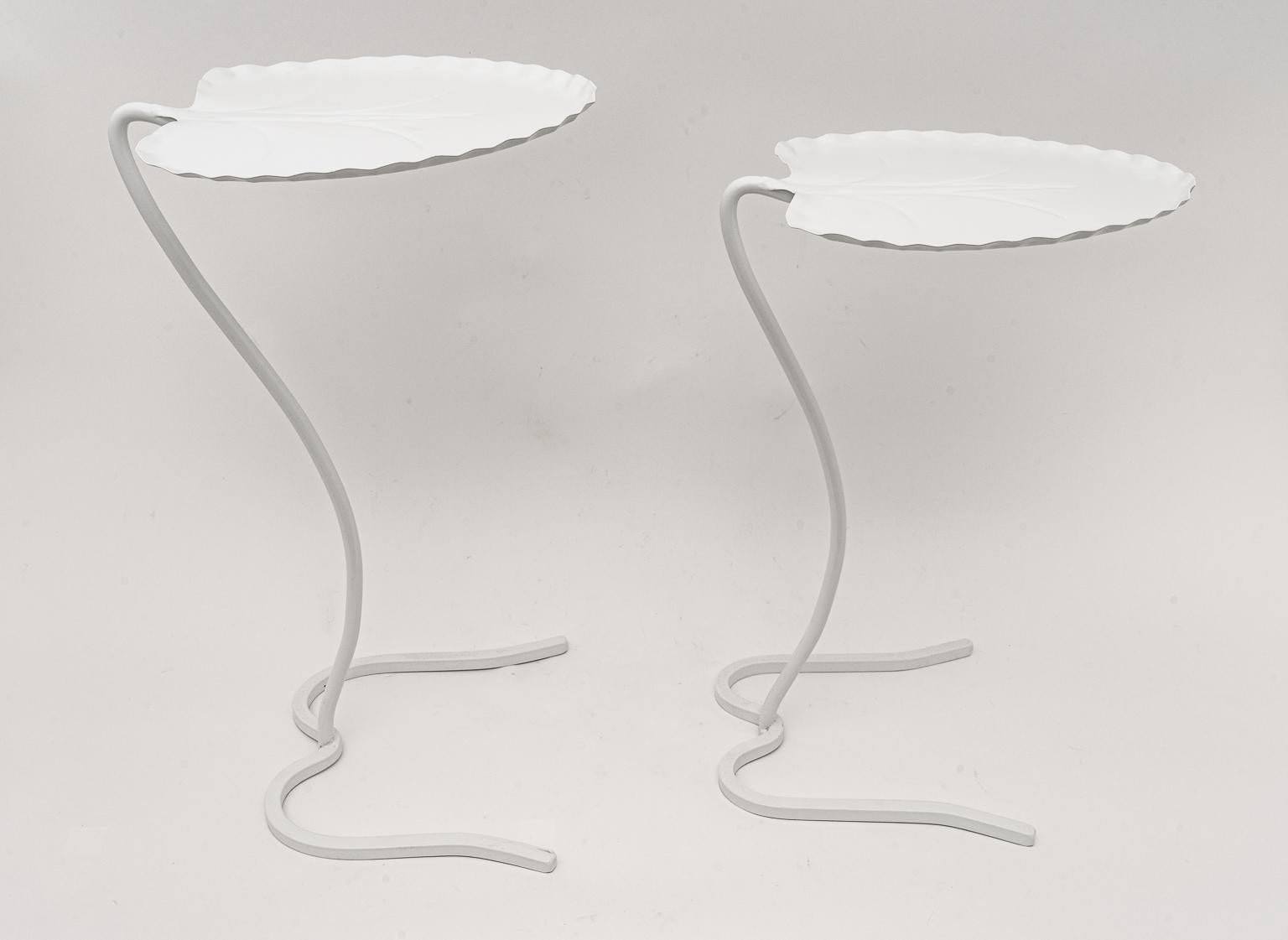 Powder-Coated Pair of Nesting Salterini Lily Pad Tables