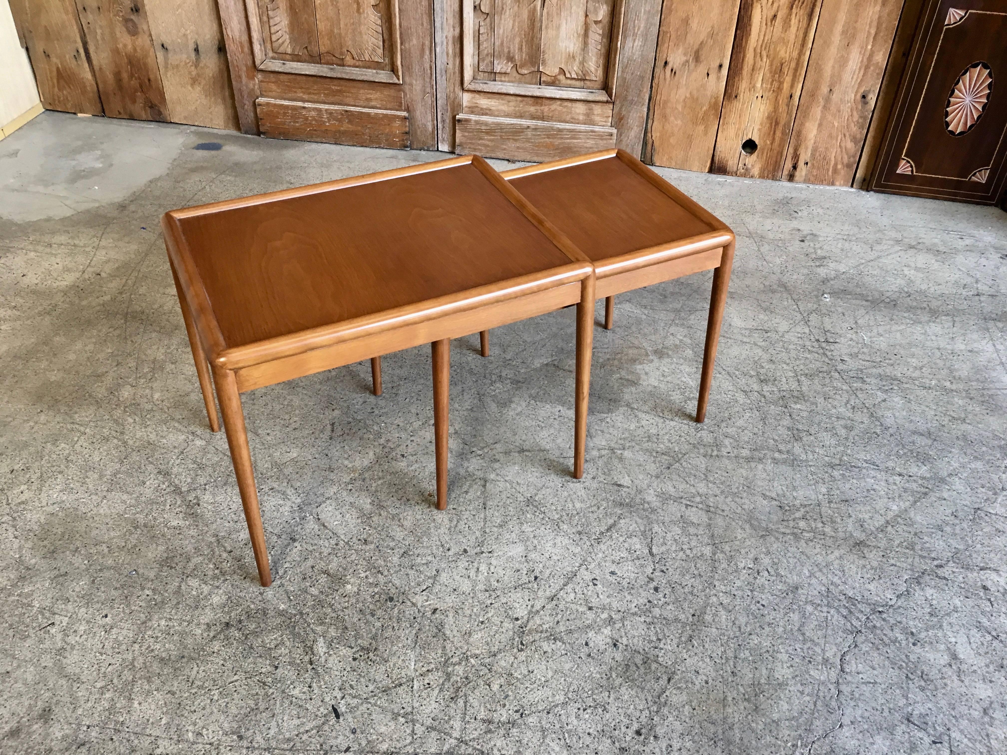 Wood Pair of Nesting Tables by T.H. Robsjohn-Gibbings for Widdicomb