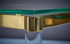 Pair of Nesting Tables in Brass & glass in the manner of Charles Hollis Jones