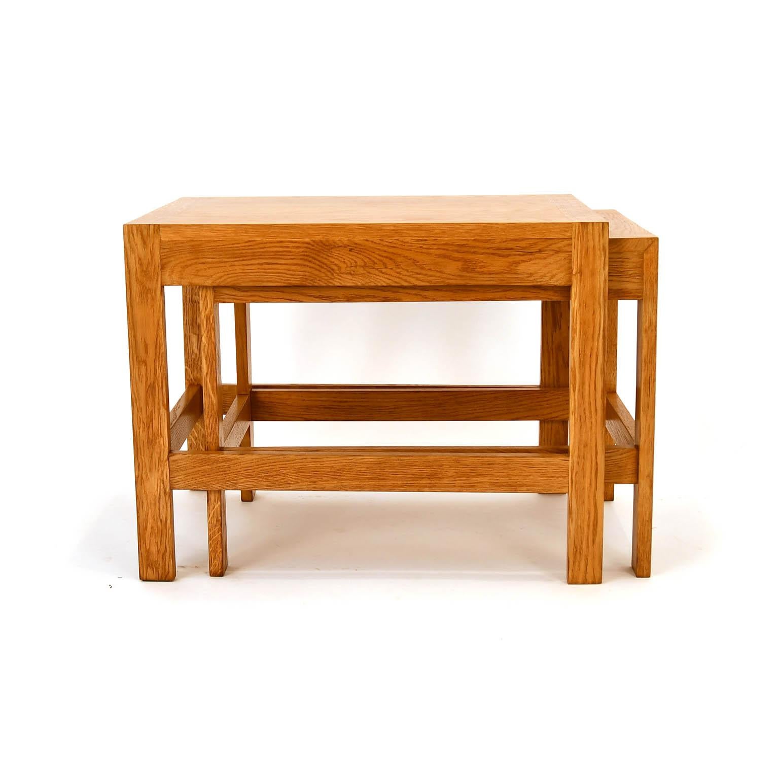 Mid-Century Modern Pair of Nestling Tables Børge Mogensen Silkborg Oak, Denmark, 1960s